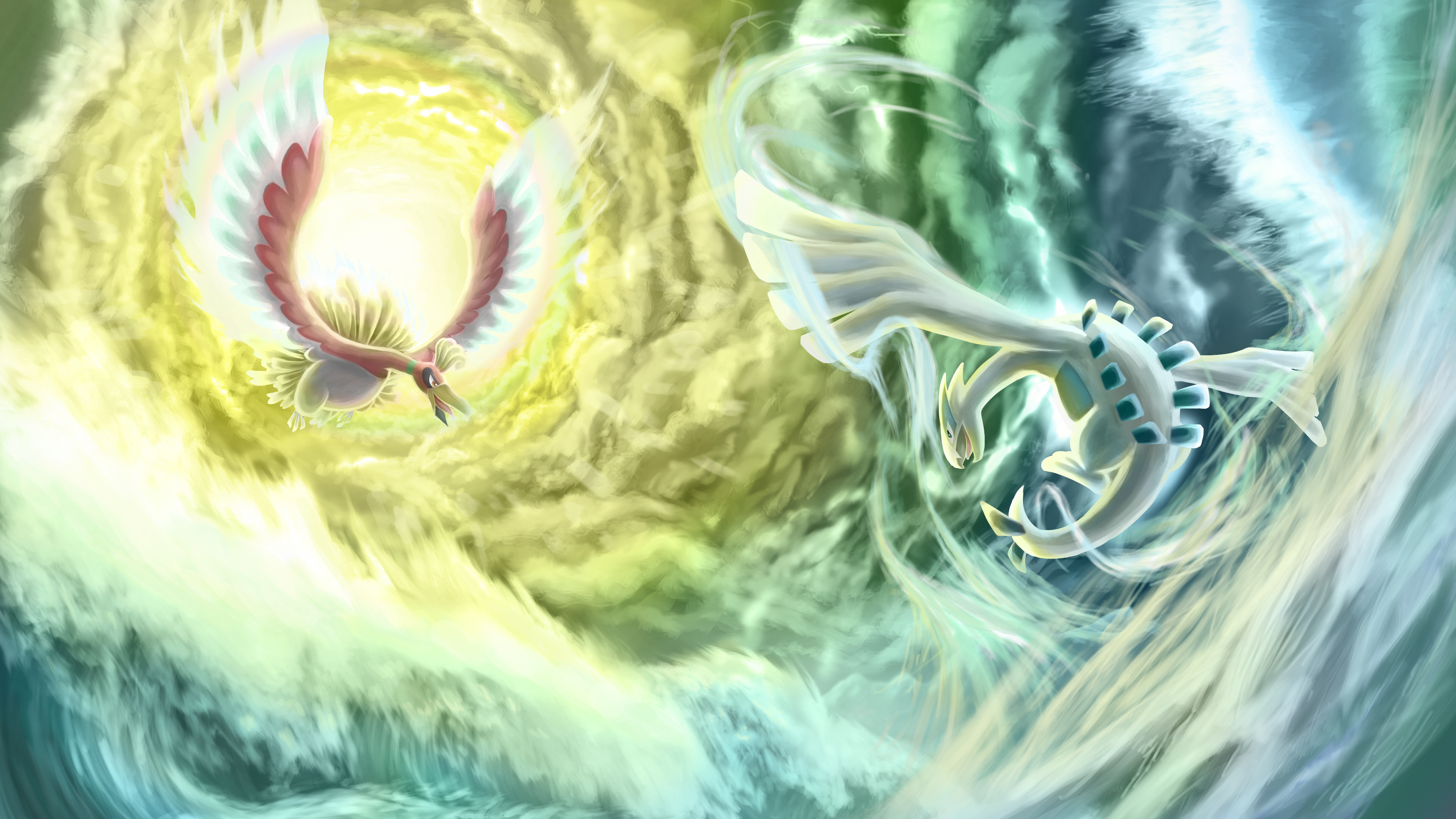 Ho-Oh and Lugia, Ho-Oh Wallpaper, 3840x2160 4K Desktop