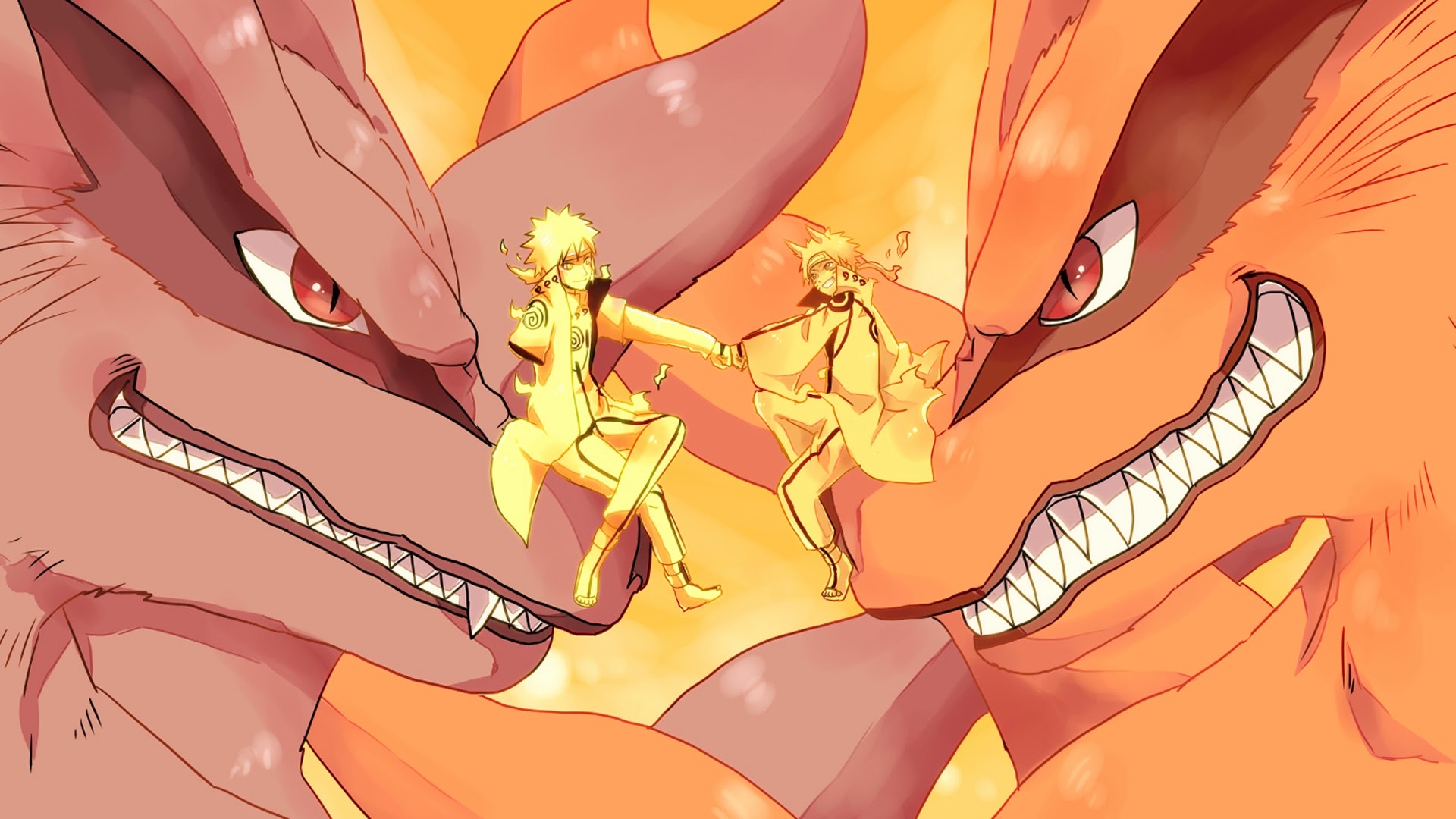 Kurama (Anime), Minato and Kyubi, Sage mode wallpaper, Naruto's power, 1920x1080 Full HD Desktop