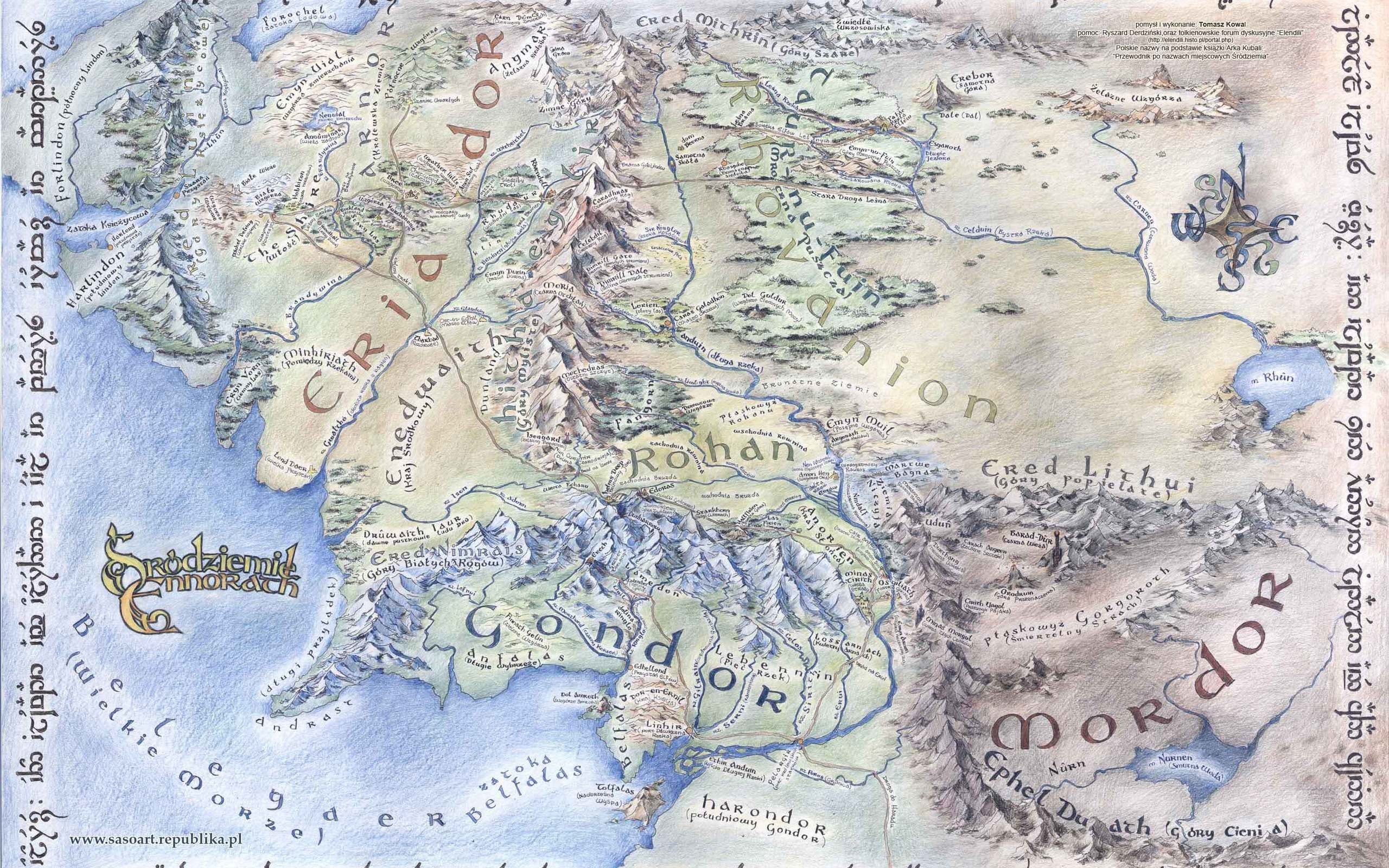 Detailed, Lord of the Rings Map Wallpaper, 2560x1600 HD Desktop