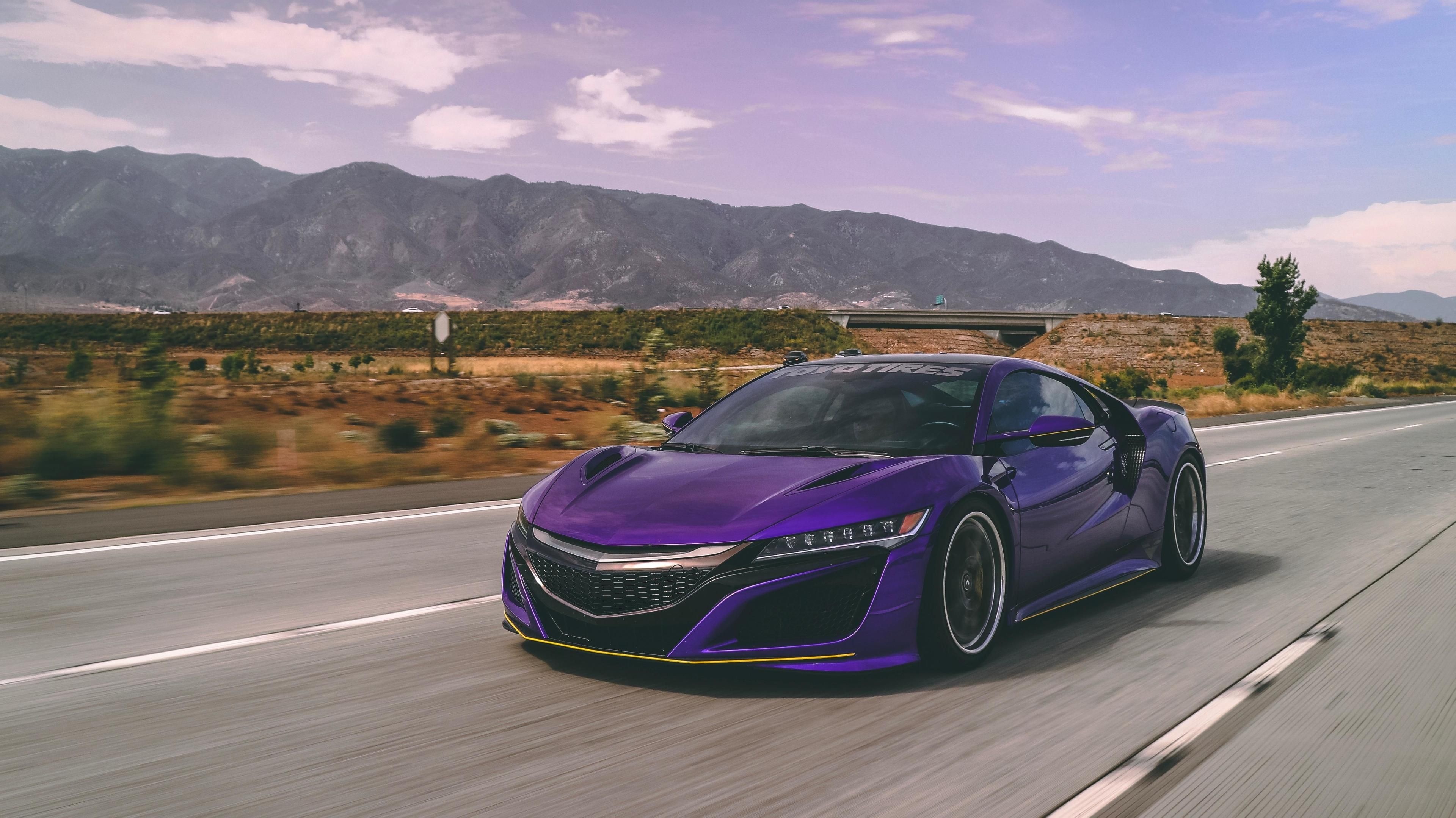 Acura NSX, Purple supercar luxury, Powerful performance, Striking visuals, 3840x2160 4K Desktop