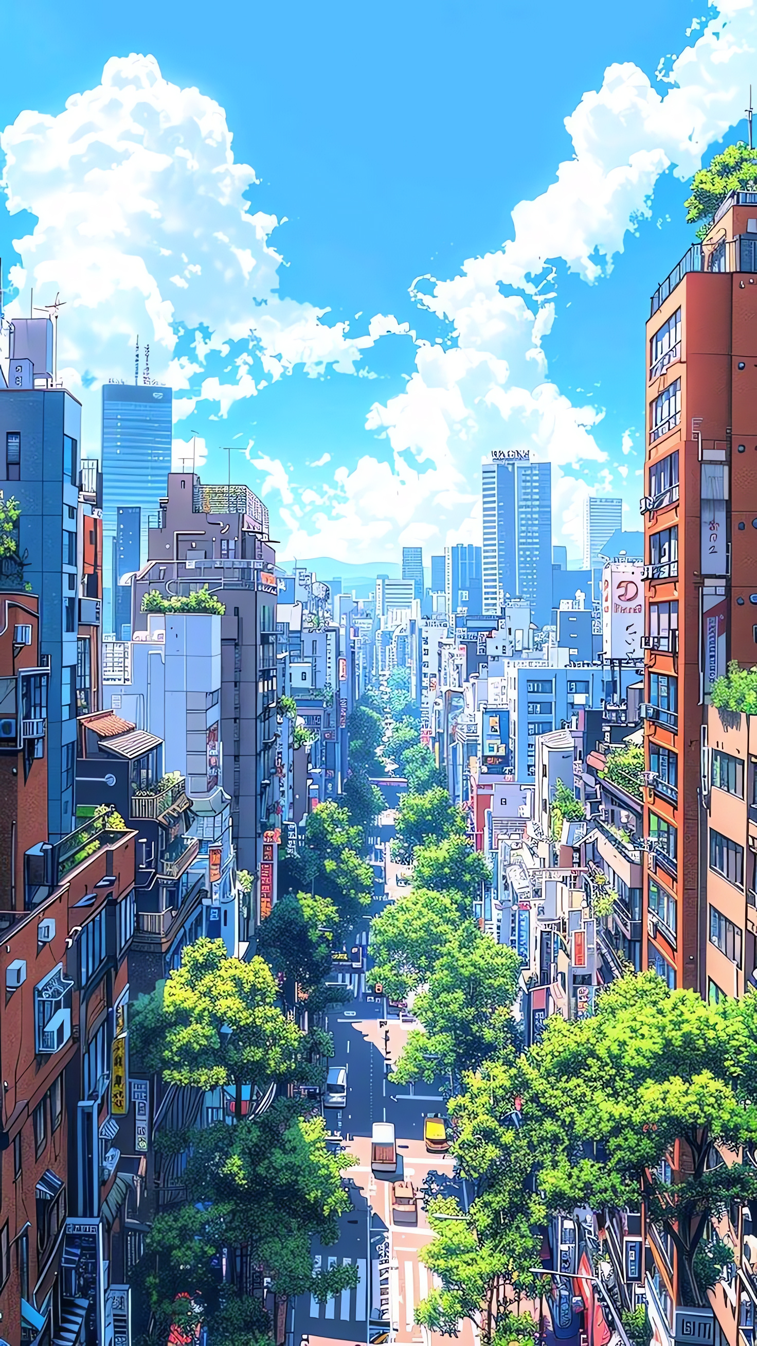 Big City, Skyscrapers, Busy Street, Aerial View, HD AI Wallpaper