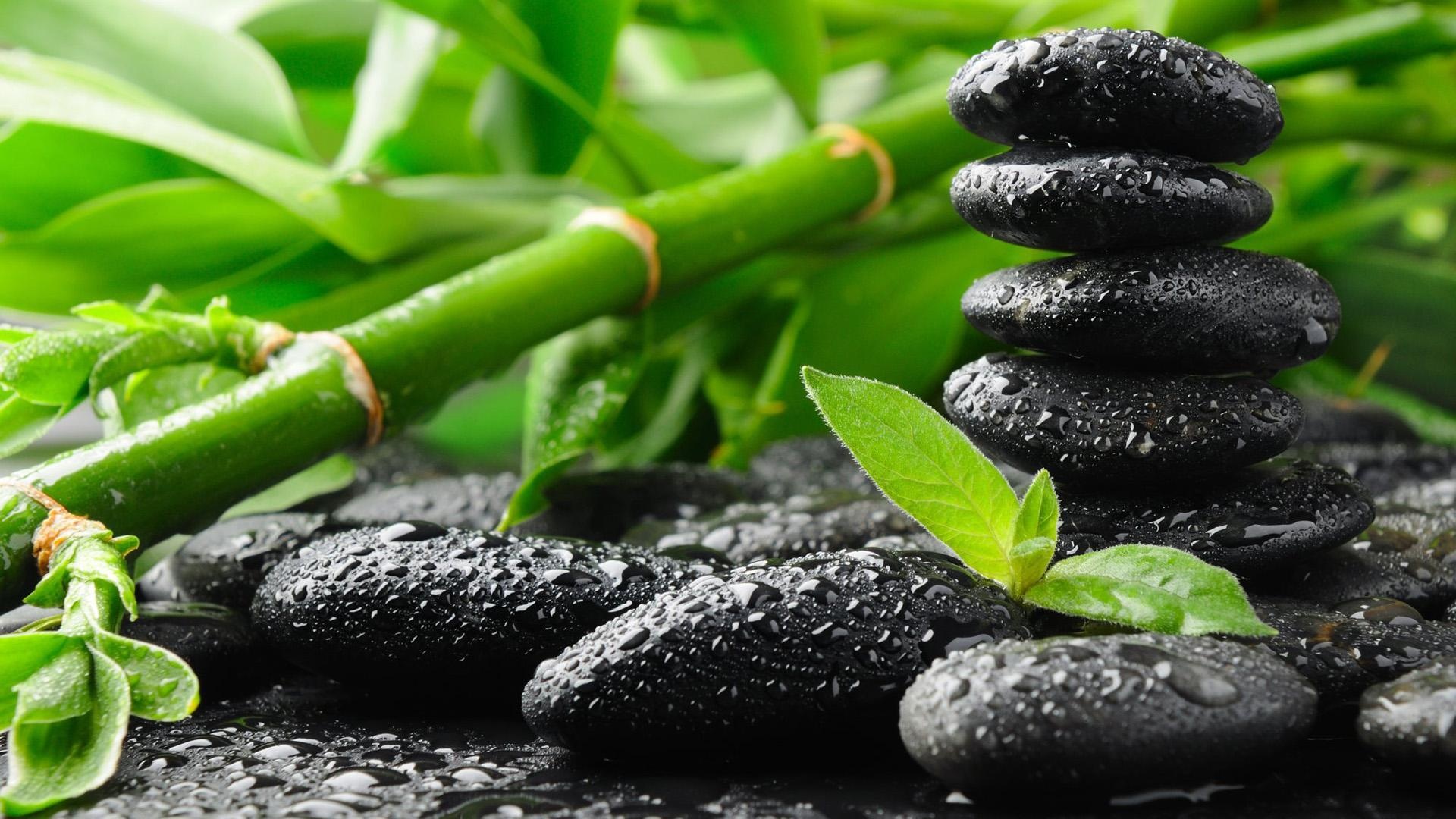 Bamboo black stones, HD desktop wallpaper, High definition fullscreen, 1920x1080 Full HD Desktop