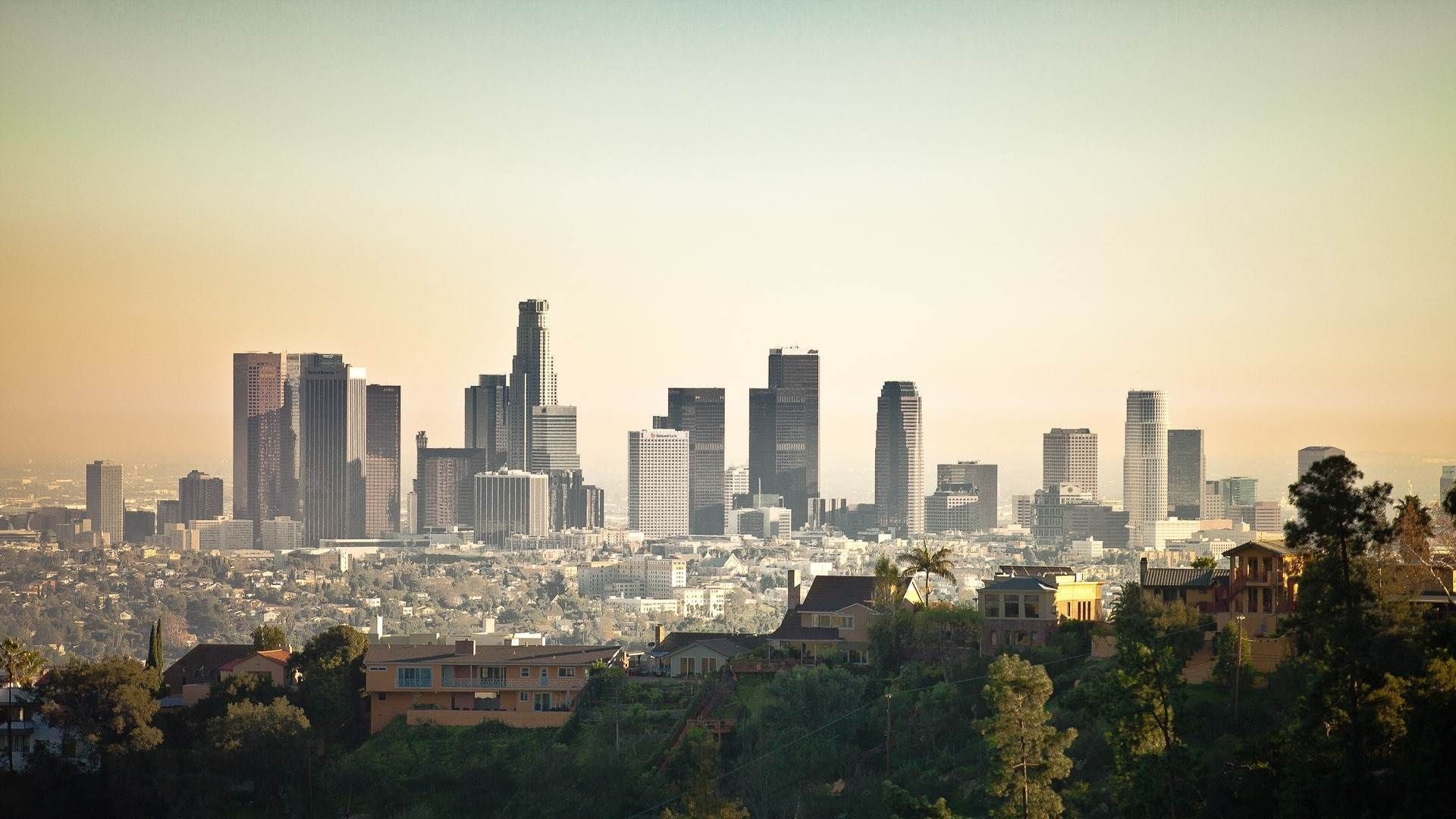 Hollywood Skyline, LA skyline, Cityscape wallpapers, Vibrant city, 1920x1080 Full HD Desktop