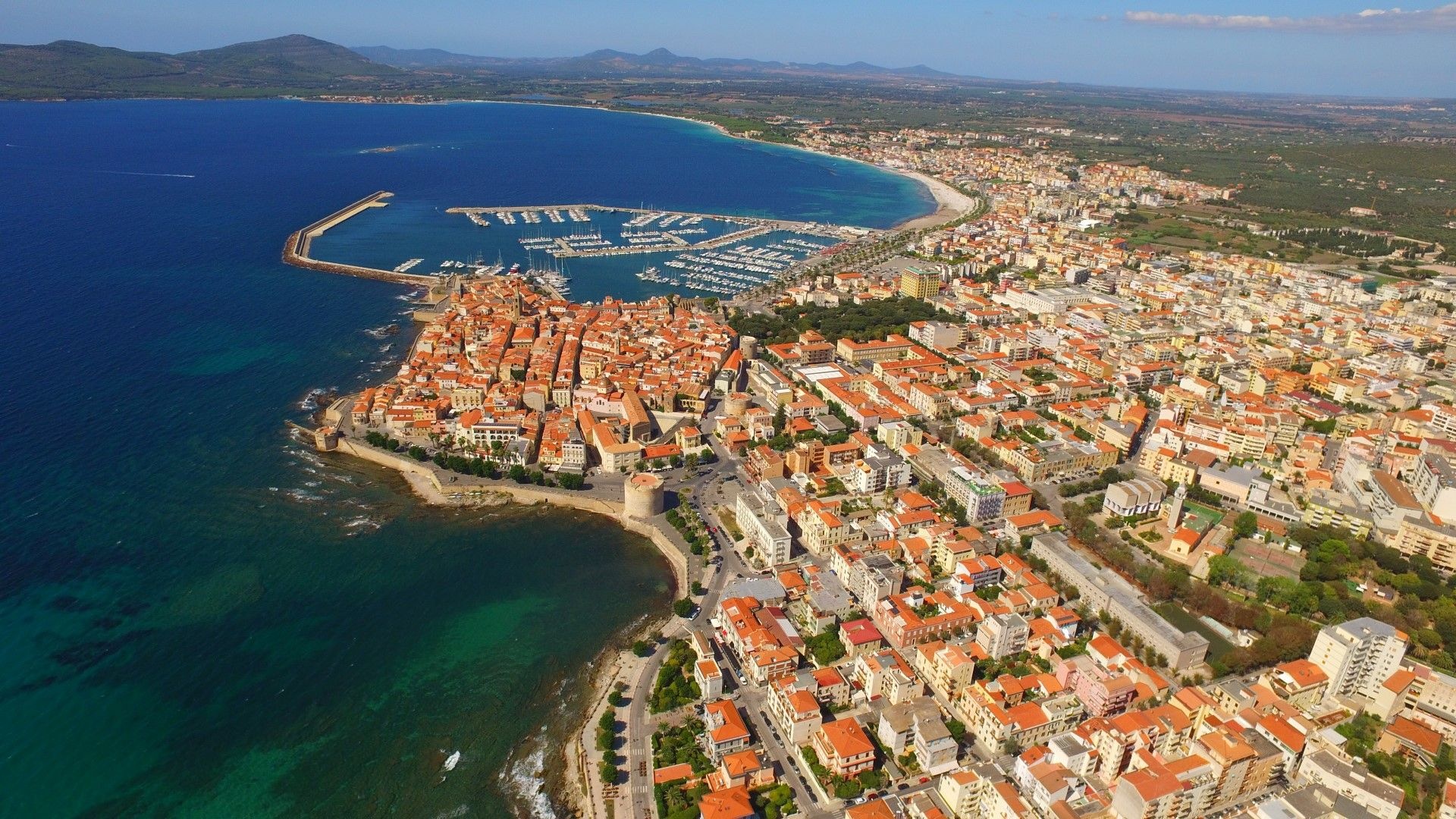 Alghero vista dal drone, Aerial photography, Stunning views, Breathtaking perspectives, 1920x1080 Full HD Desktop