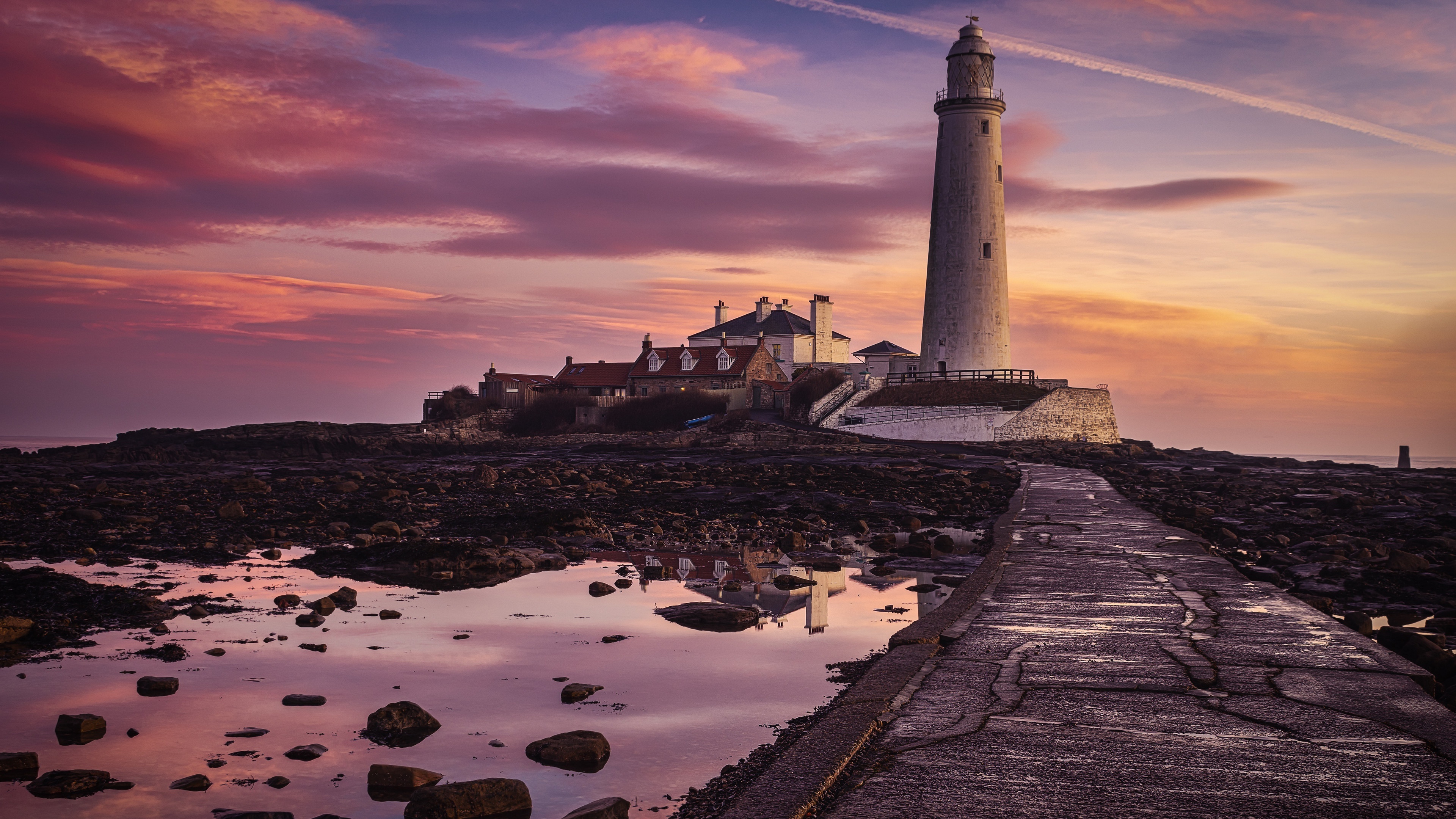 St Mary's Island, Lighthouses Wallpaper, 3840x2160 4K Desktop