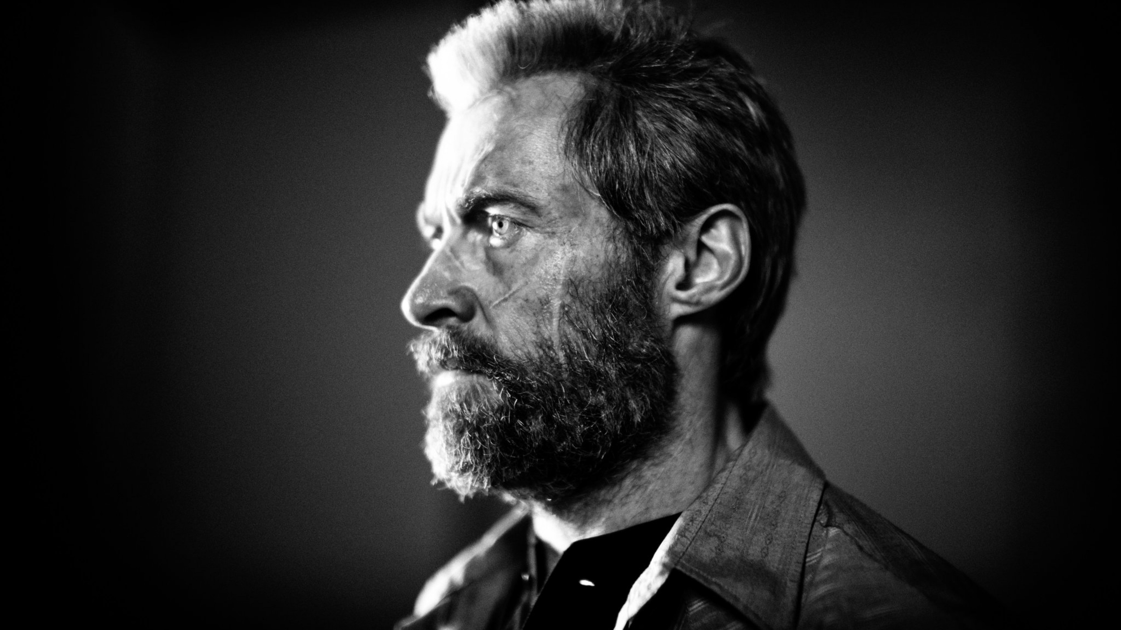 Logan, Hugh Jackman's profile, Monochrome elegance, UHD TV wallpapers, 3840x2160 4K Desktop