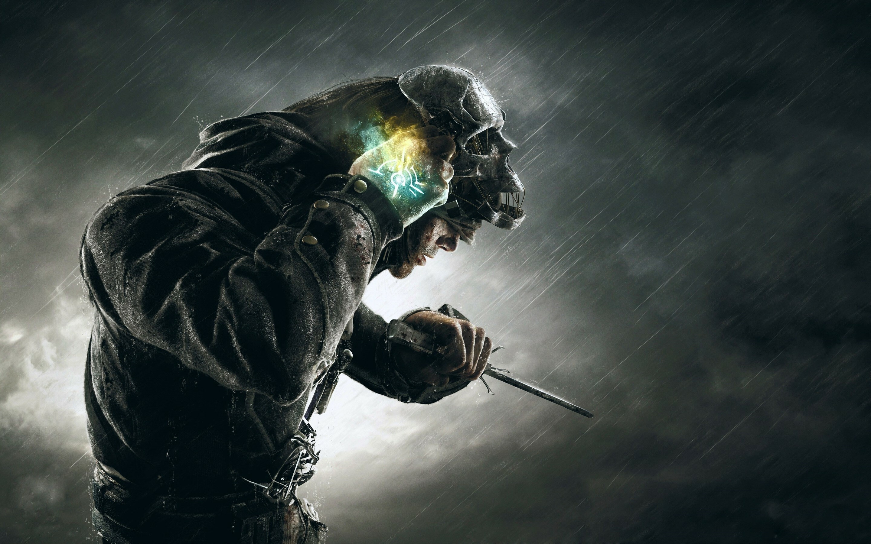 Dishonored, Corvo skull mask, 1440p resolution, HD 4K wallpapers, 2880x1800 HD Desktop