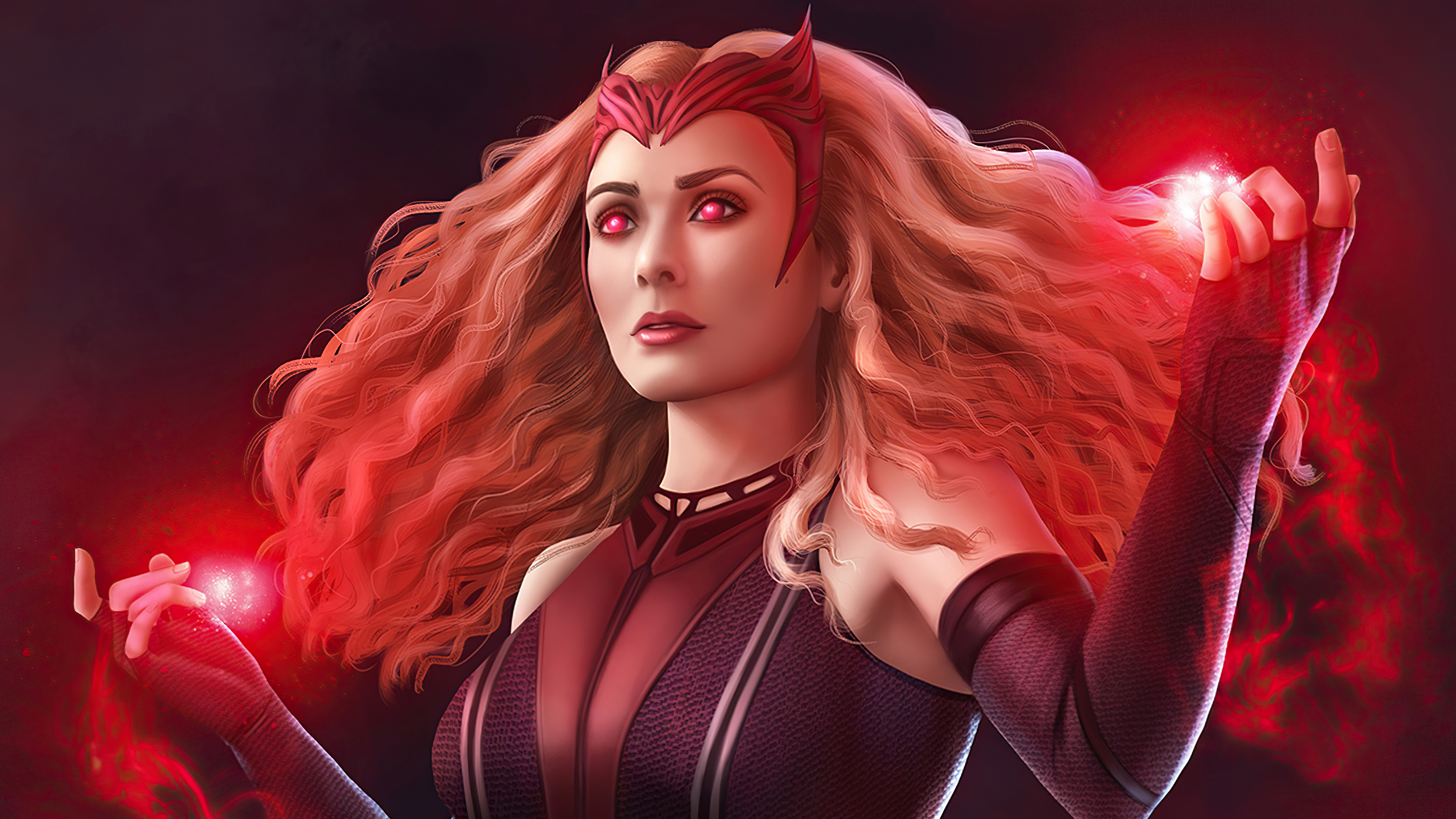 Scarlet Witch, Scarlet Witch magic girl, TV show wallpapers, Digital art, 3840x2160 4K Desktop