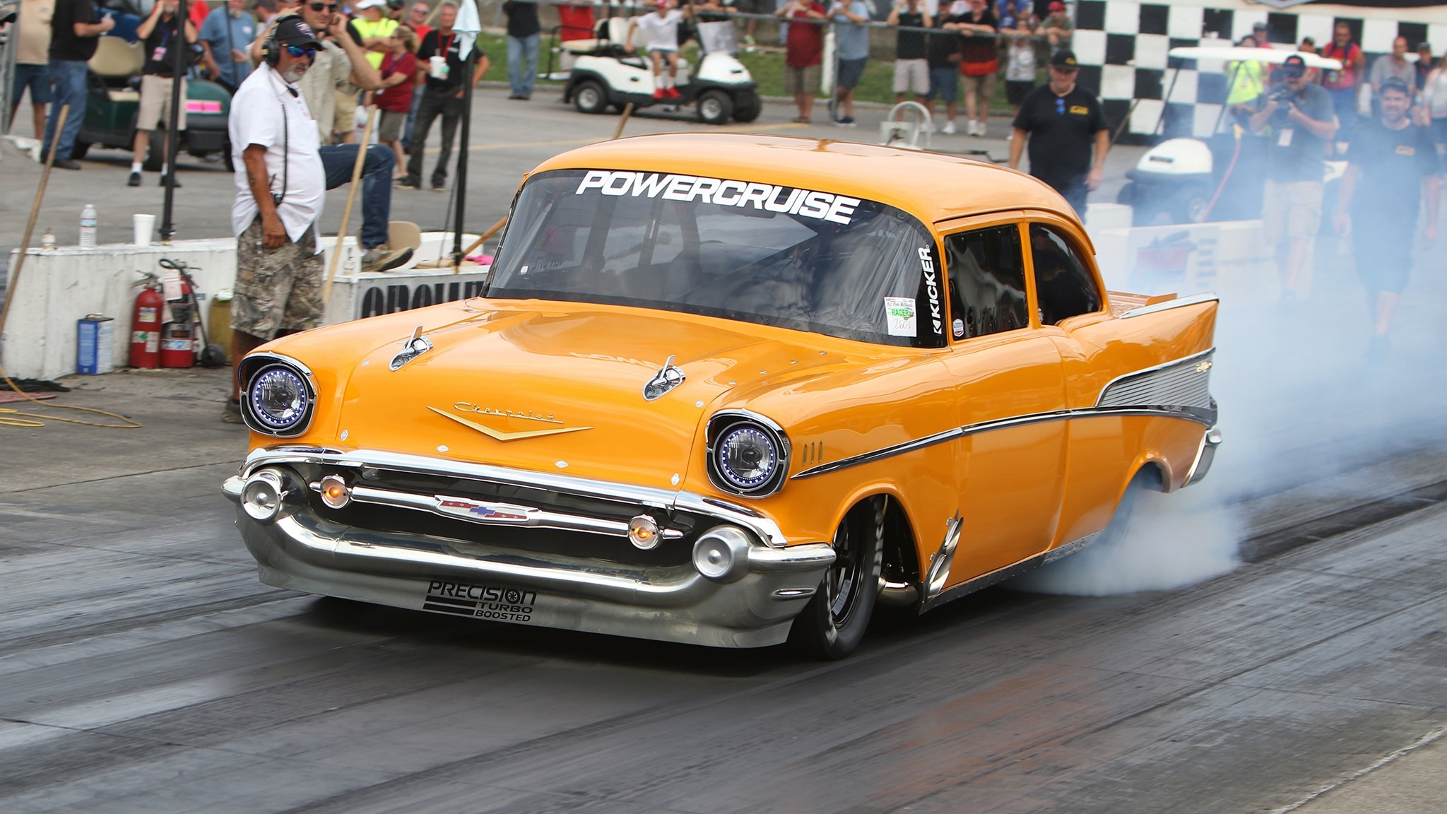 Street Outlaws, adrenaline-fueled racing, Jeff Lutz crash, iconic 57 Chevy, 2050x1160 HD Desktop