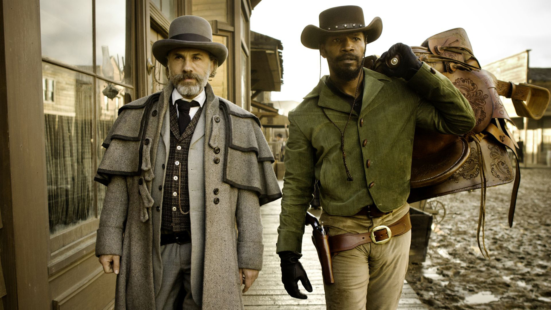 Django Unchained, Christoph Waltz, Jamie Foxx, Movie poster, 1920x1090 HD Desktop