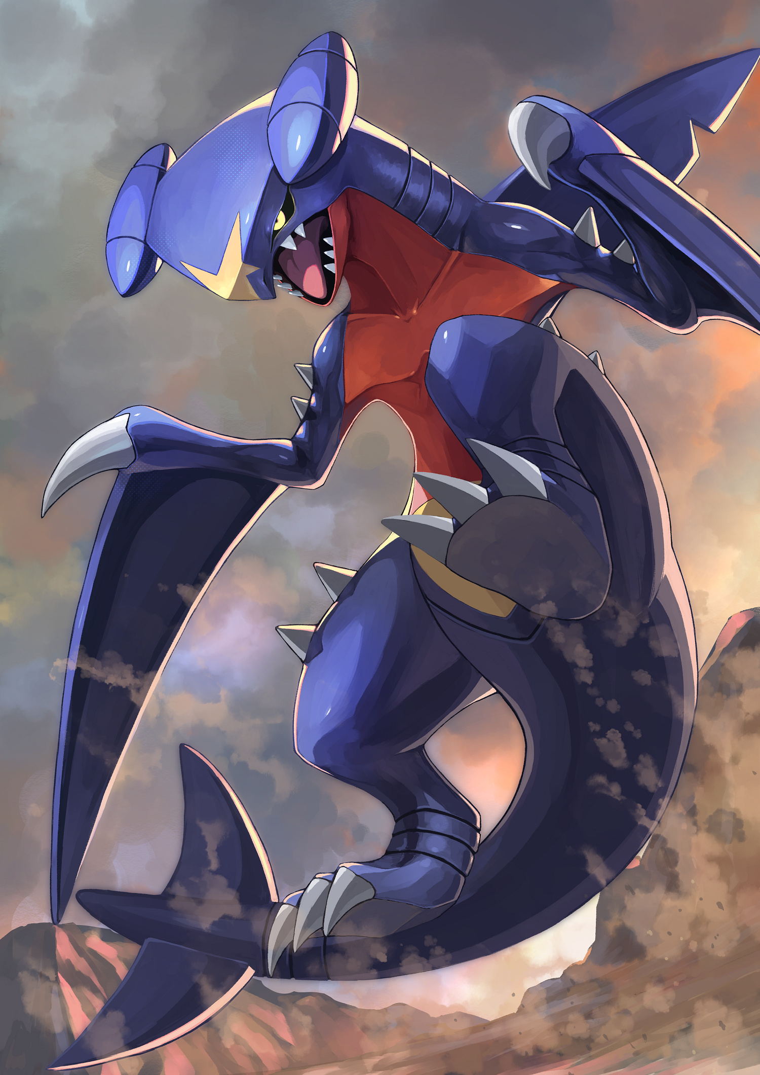 Pokmon fanart, Garchomp illustration, Gaming Pokmon, Artistic tribute, 1500x2130 HD Phone