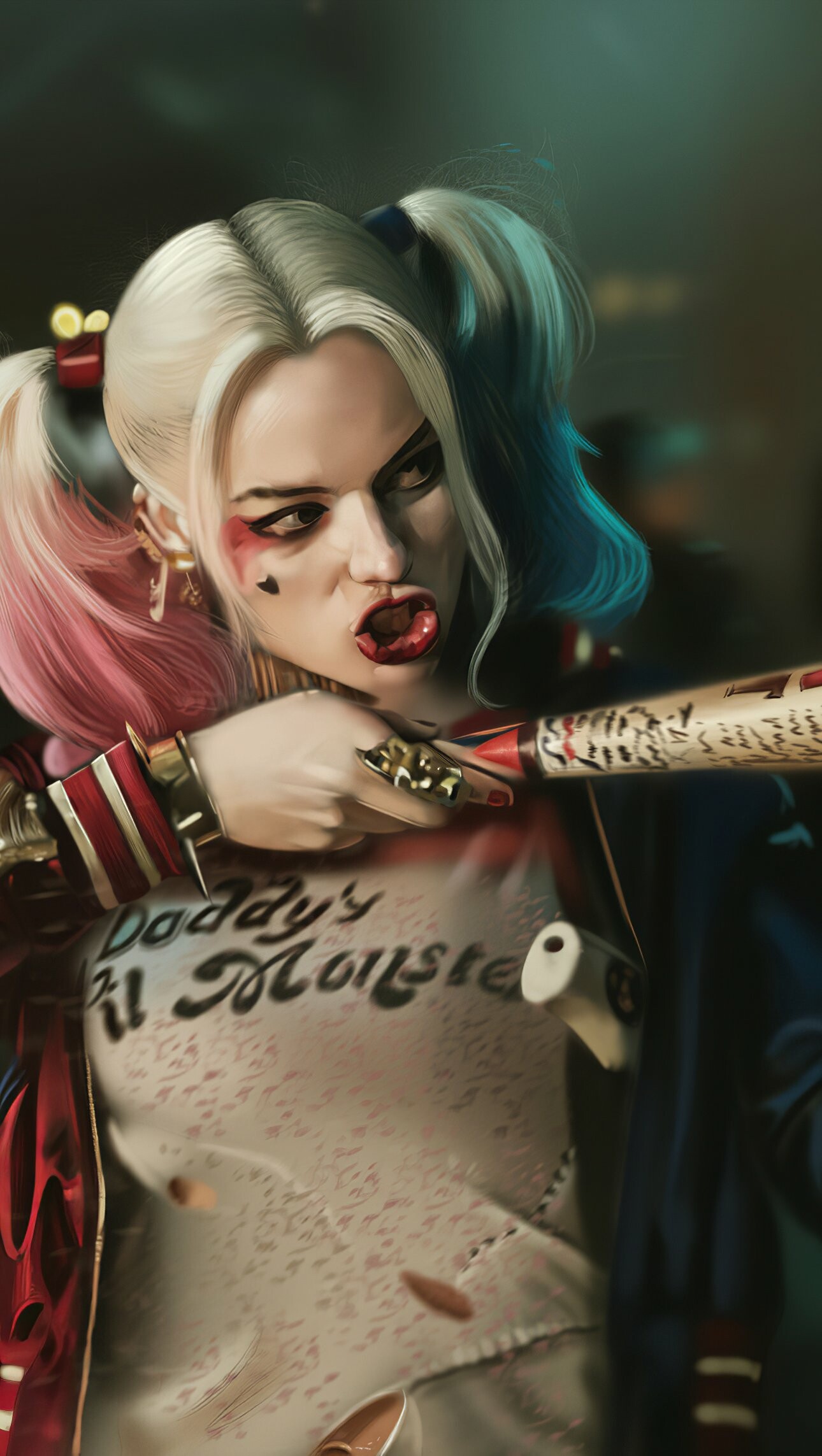 Margot Robbie, Harley Quinn, Fanart wallpaper, 1290x2290 HD Phone