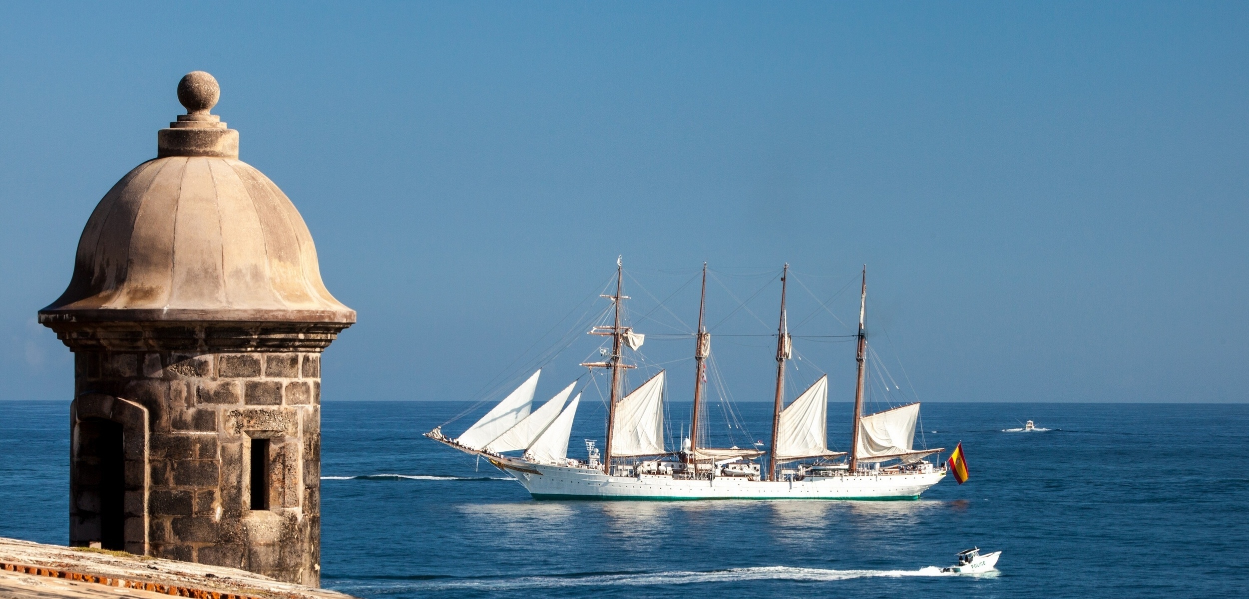 Juan Sebastian De Elcano, Sailboat, Schooner, 2510x1200 Dual Screen Desktop