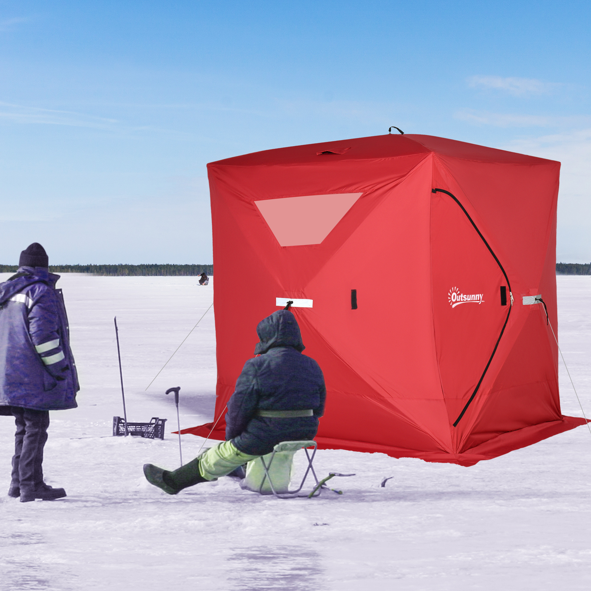 Portable shelter, Ice Fishing Wallpaper, 2000x2000 HD Phone