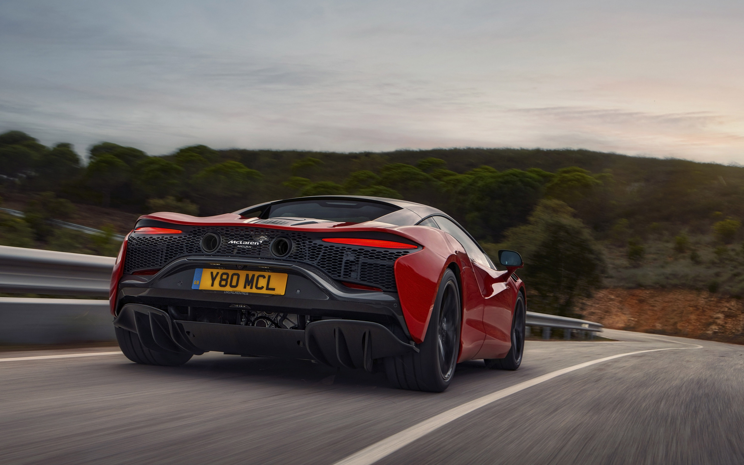 McLaren Artura, Rear view exterior, Supercar wallpaper, Red artura, 2880x1800 HD Desktop