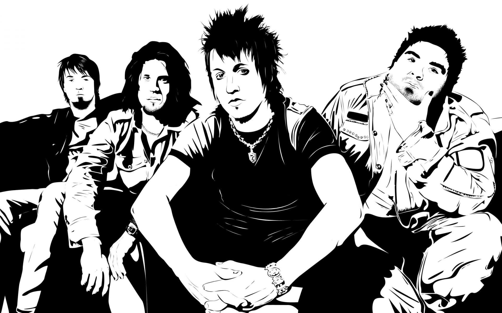 Papa Roach, Gray scale photo, Four man band, HD wallpaper, 1920x1200 HD Desktop