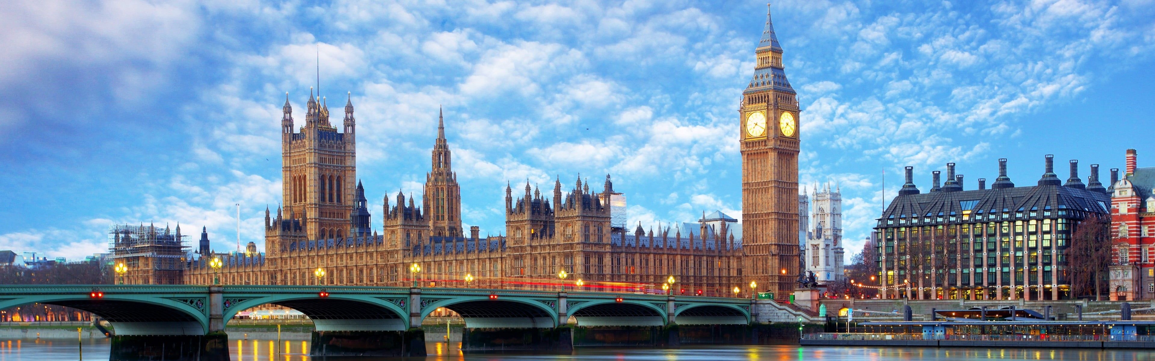 Big Ben, Travels, London dual monitor wallpapers, Cityscape, 3840x1200 Dual Screen Desktop