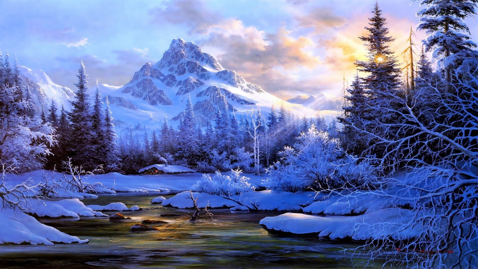 Wintry wonderland, Snow-covered landscapes, Majestic winter scenery, Nature's frozen beauty, 1920x1080 Full HD Desktop