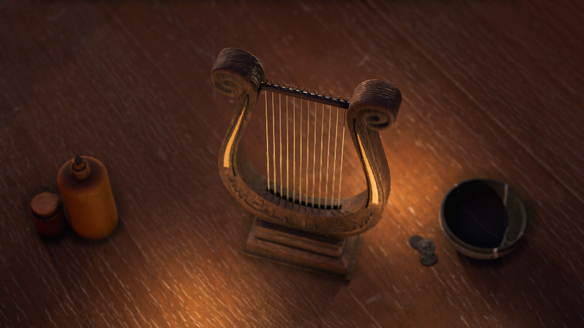 Lyre music, Greek lyre prop, Dimitriy Zub, Artstation, 1920x1080 Full HD Desktop