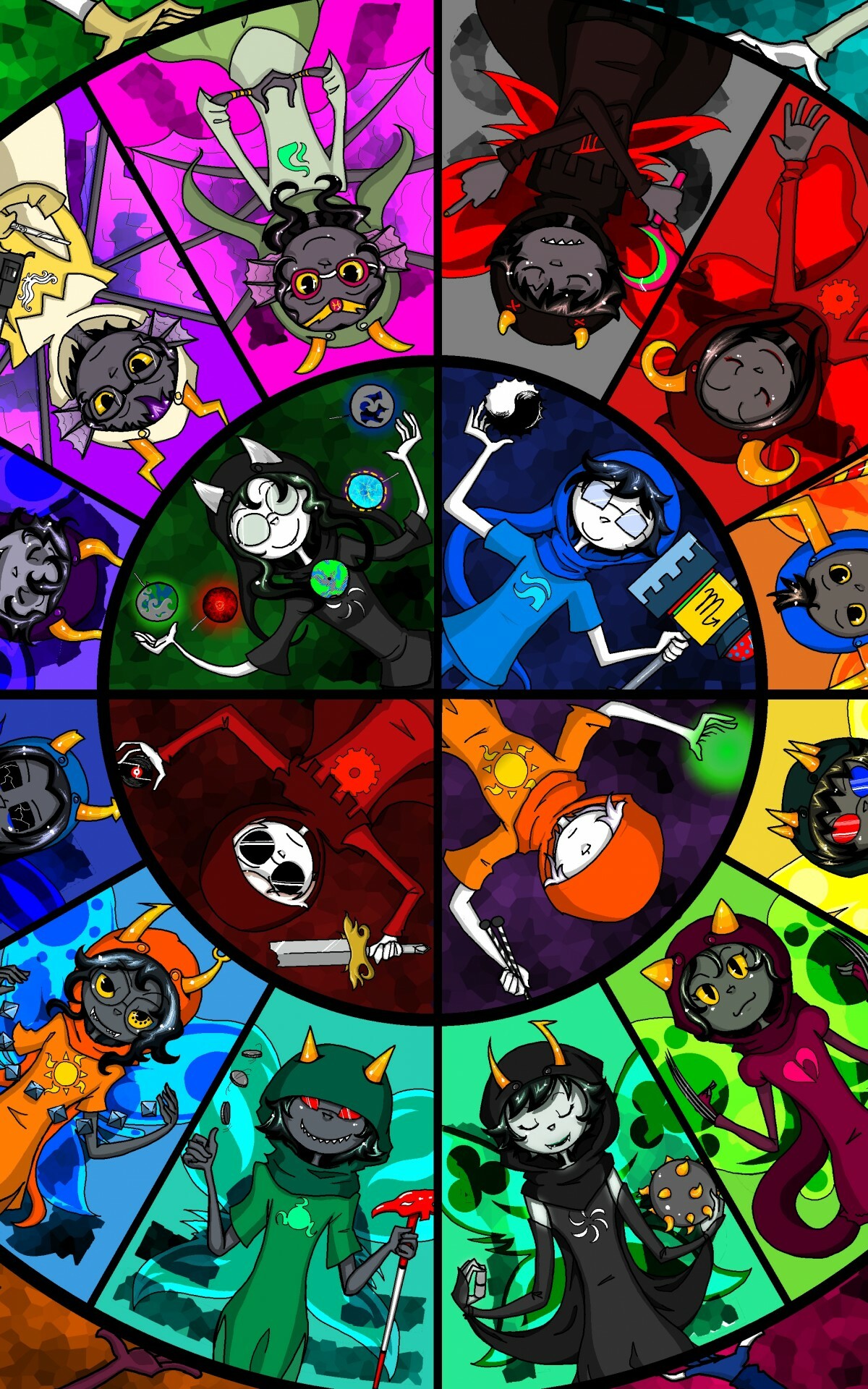 Homestuck desktop backgrounds, Colorful artwork, Quirky characters, Unique comic style, 1200x1920 HD Phone