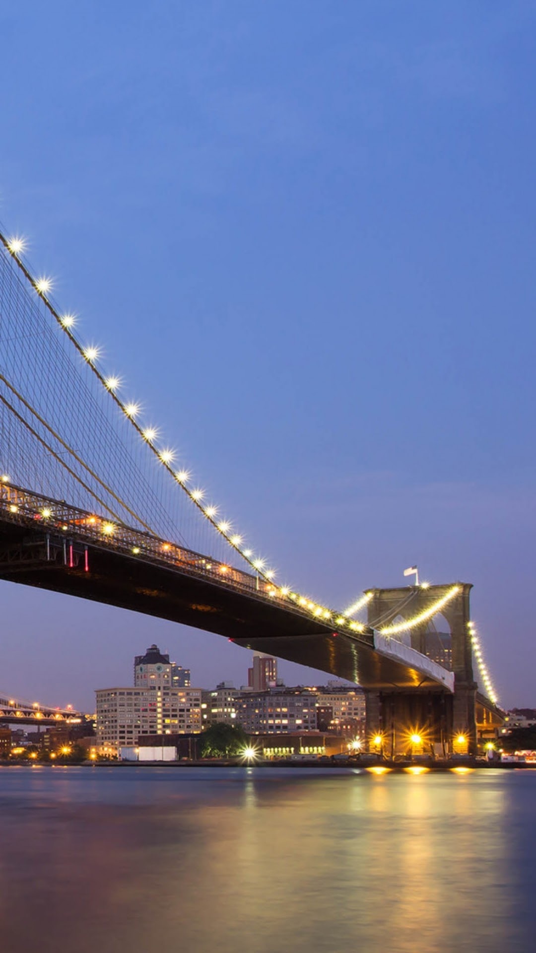 Brooklyn Bridge, City skyline, Suspension bridge, New York City, 1080x1920 Full HD Phone