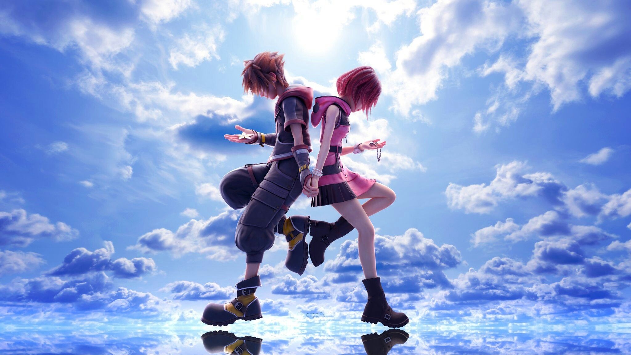 Kingdom Hearts, Sora and Kairi, Epic adventure, Fanart masterpiece, 2050x1160 HD Desktop