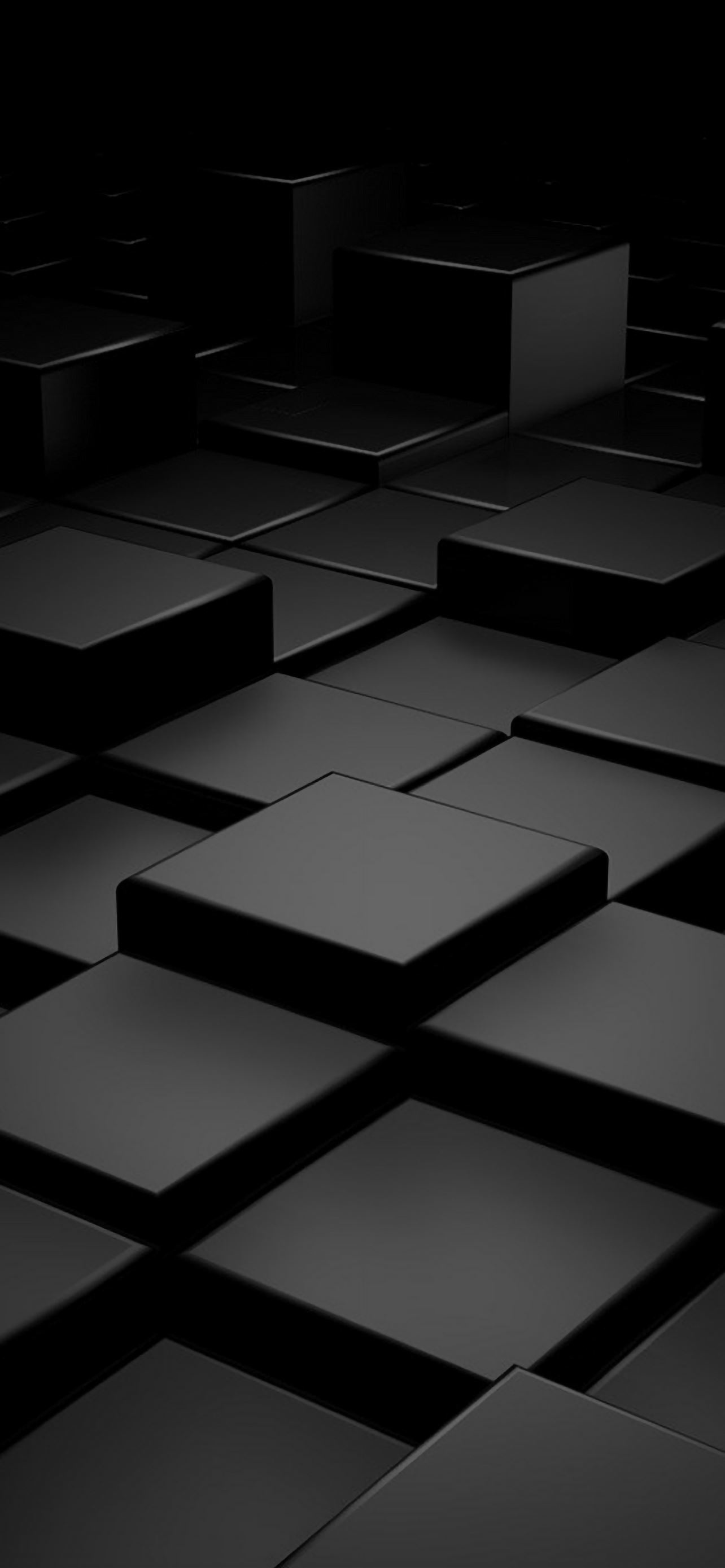 3D Blocks, Black Wallpaper, 1290x2780 HD Phone