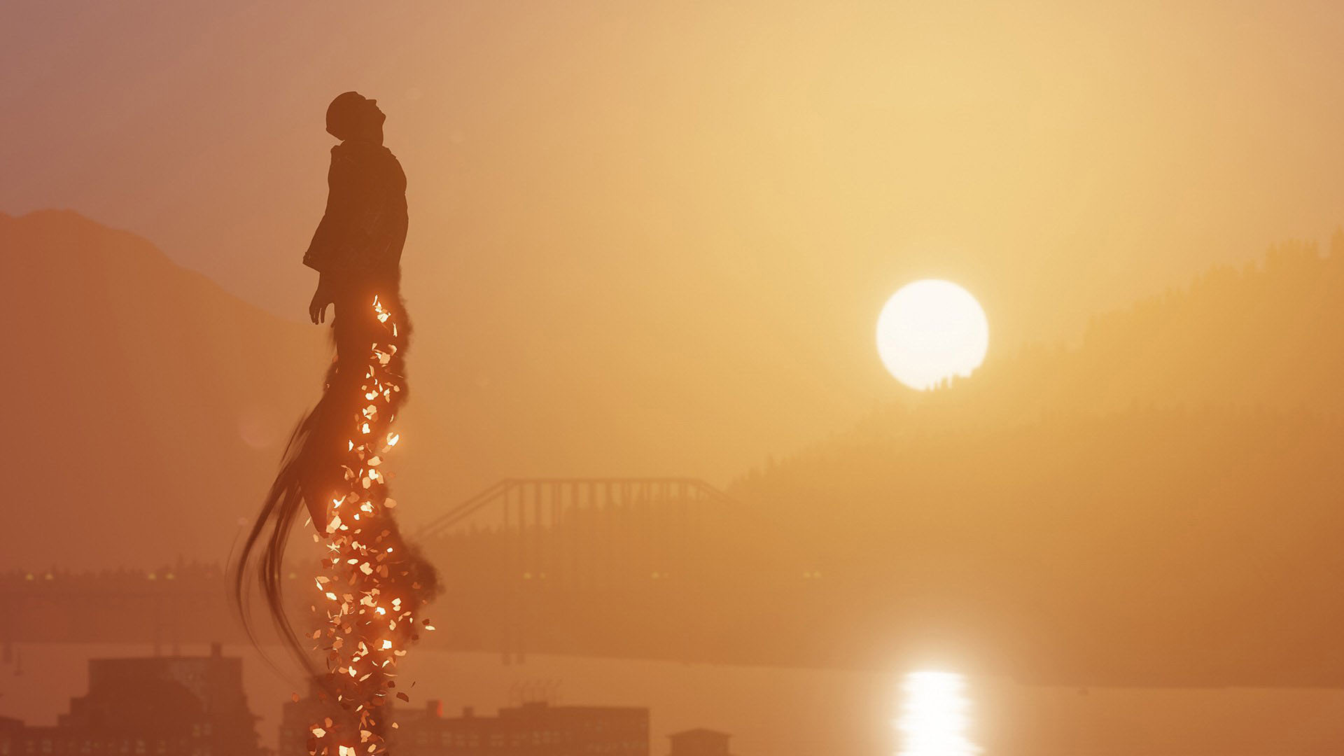 inFAMOUS: Second Son, Delsin's superpower, Sunset silhouette, Adventurous wallpaper, 1920x1080 Full HD Desktop