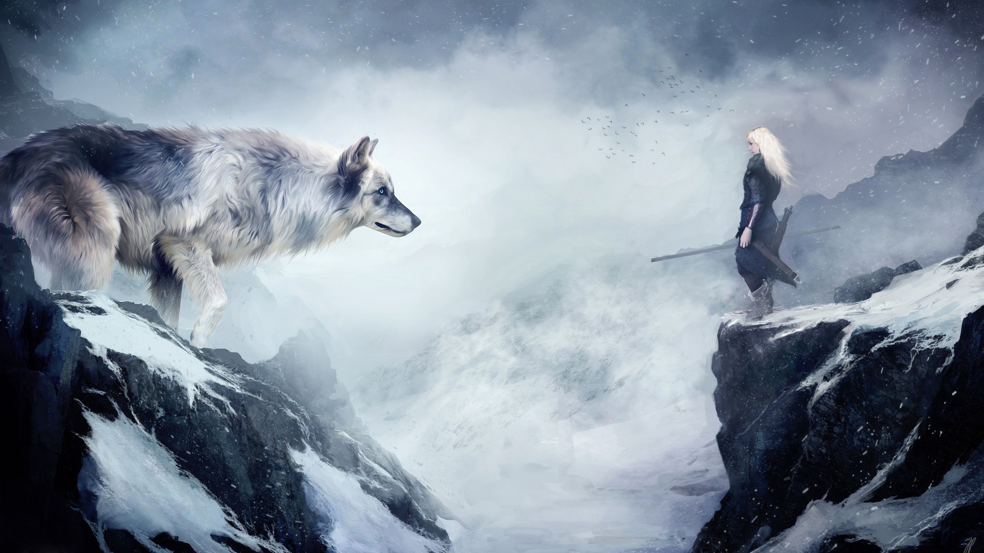 Fantasy, Ice Wolf Wallpaper, 3200x1800 HD Desktop