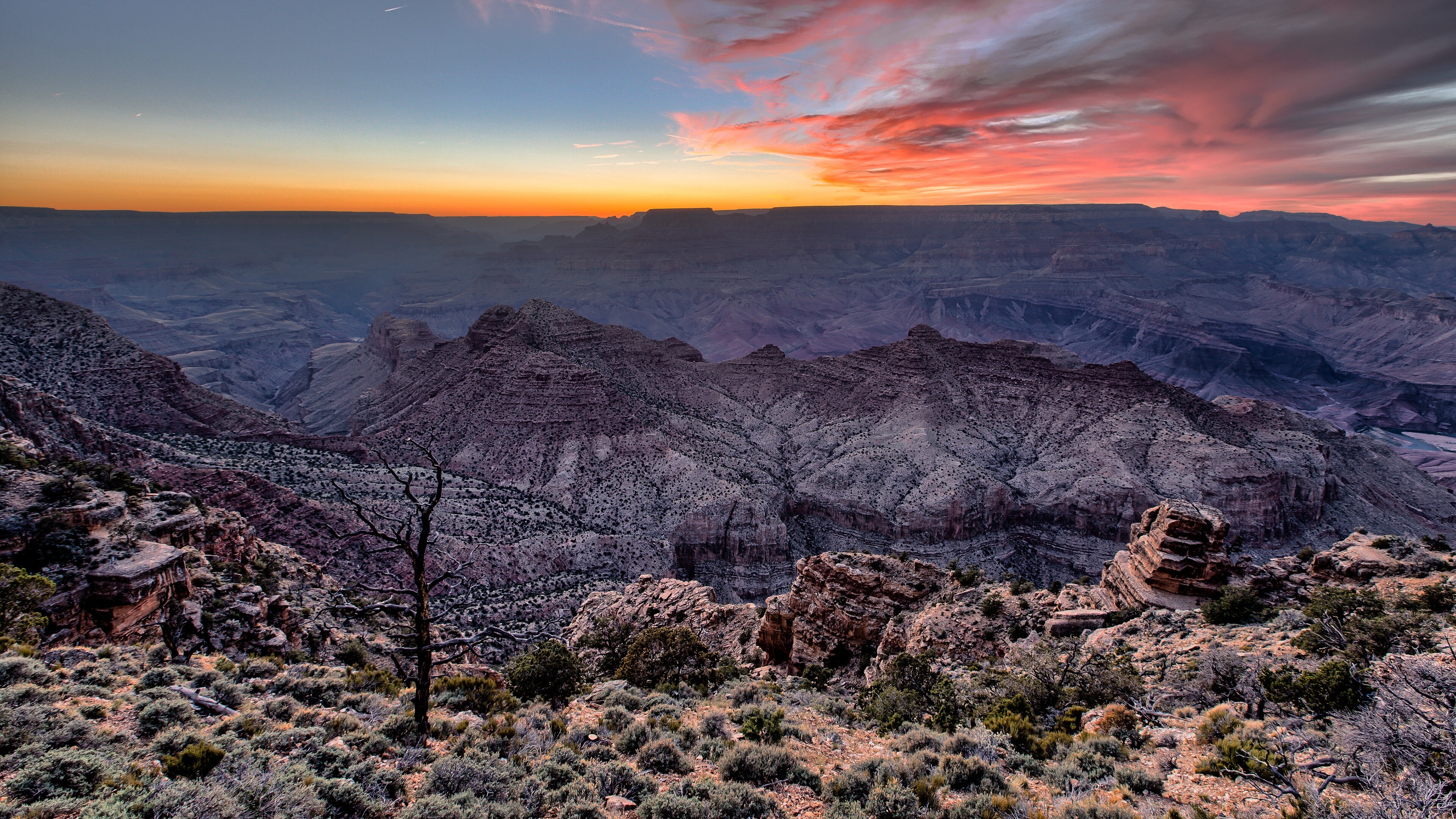 Grand Canyon, Serene sunset, Captivating beauty, Nature's tranquility, 3840x2160 4K Desktop