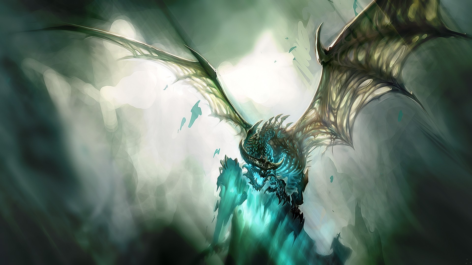 Ice Dragon, Mythical creature, Majestic beast, Frozen power, 1920x1080 Full HD Desktop