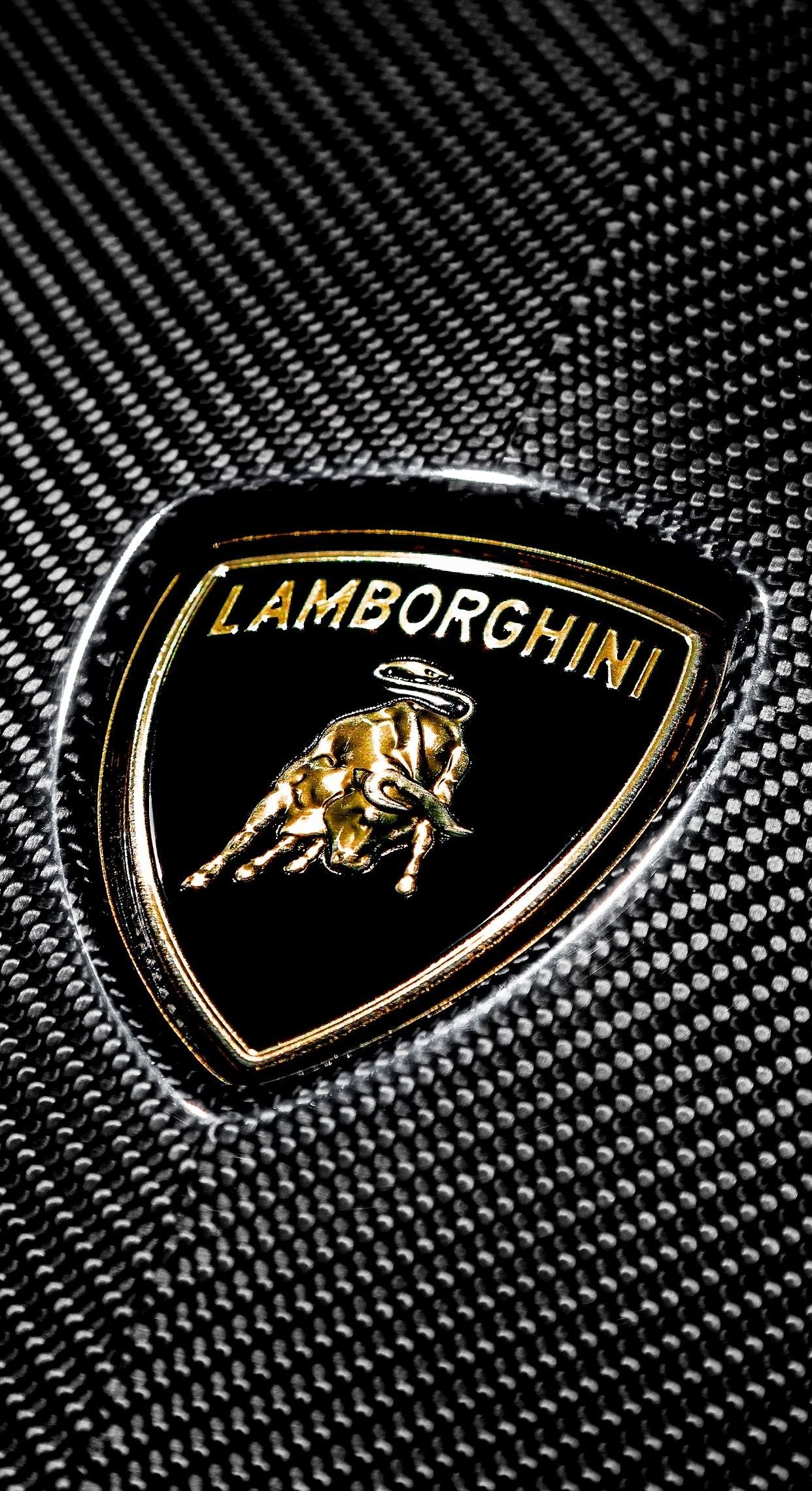 Carbon, Lamborghini Logo Wallpaper, 1250x2280 HD Phone