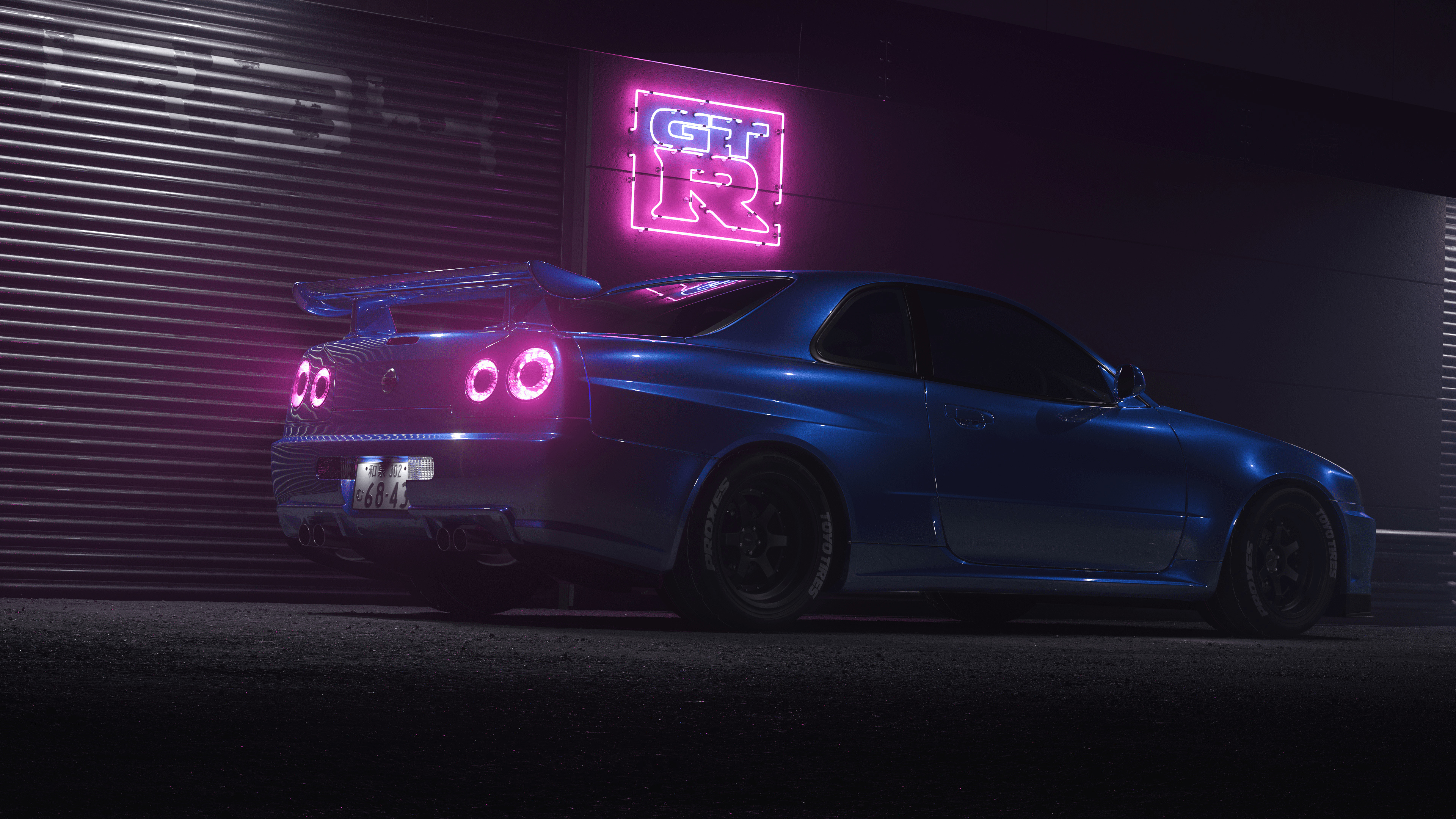 GTR Neon Logo, GTR Skyline Wallpaper, 3840x2160 4K Desktop