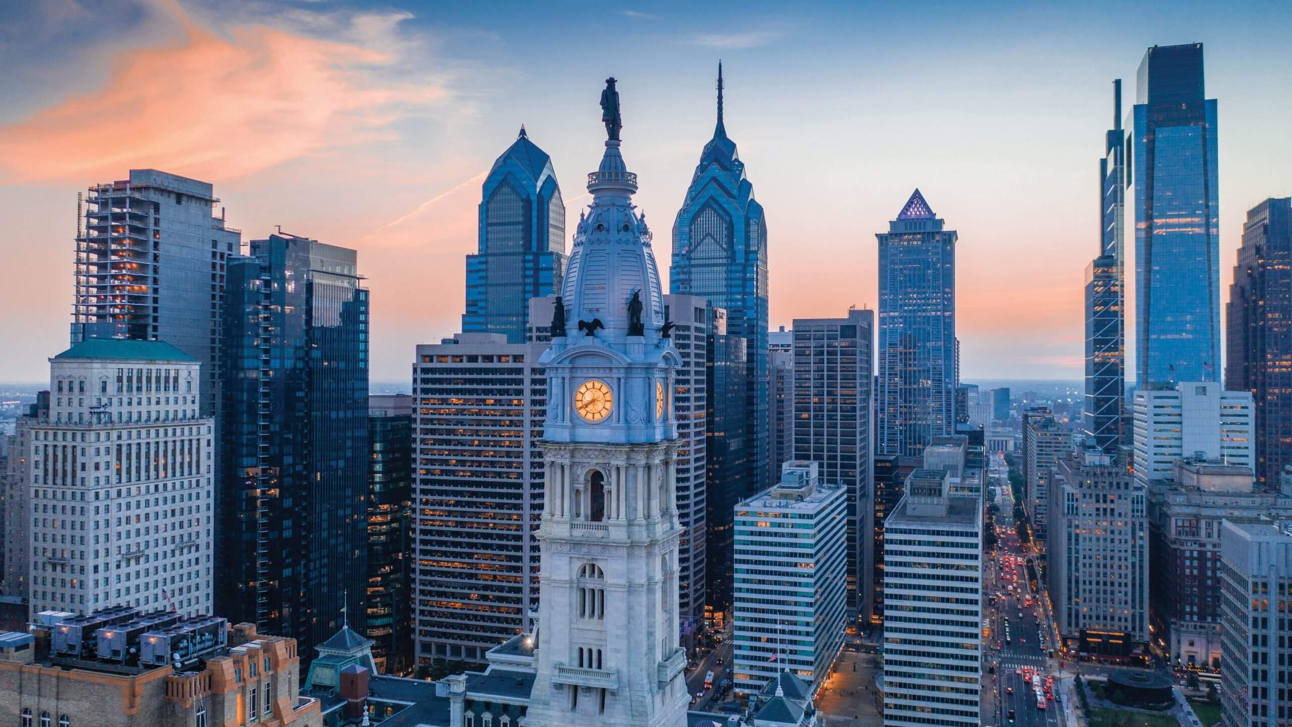 Philadelphia Skyline, Michael Kelczewski, Kurfiss Sothebys International Realty, 2560x1440 HD Desktop