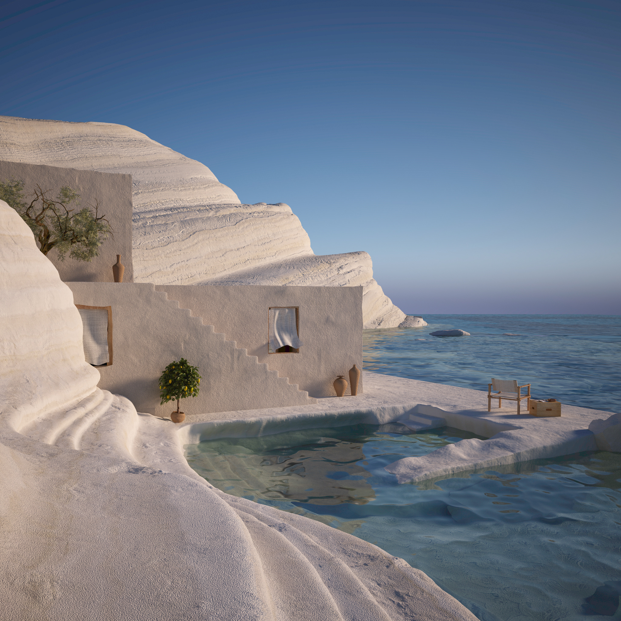 Villa Saraceni at Scala dei Turchi, Charlotte Taylor art, 2050x2050 HD Phone