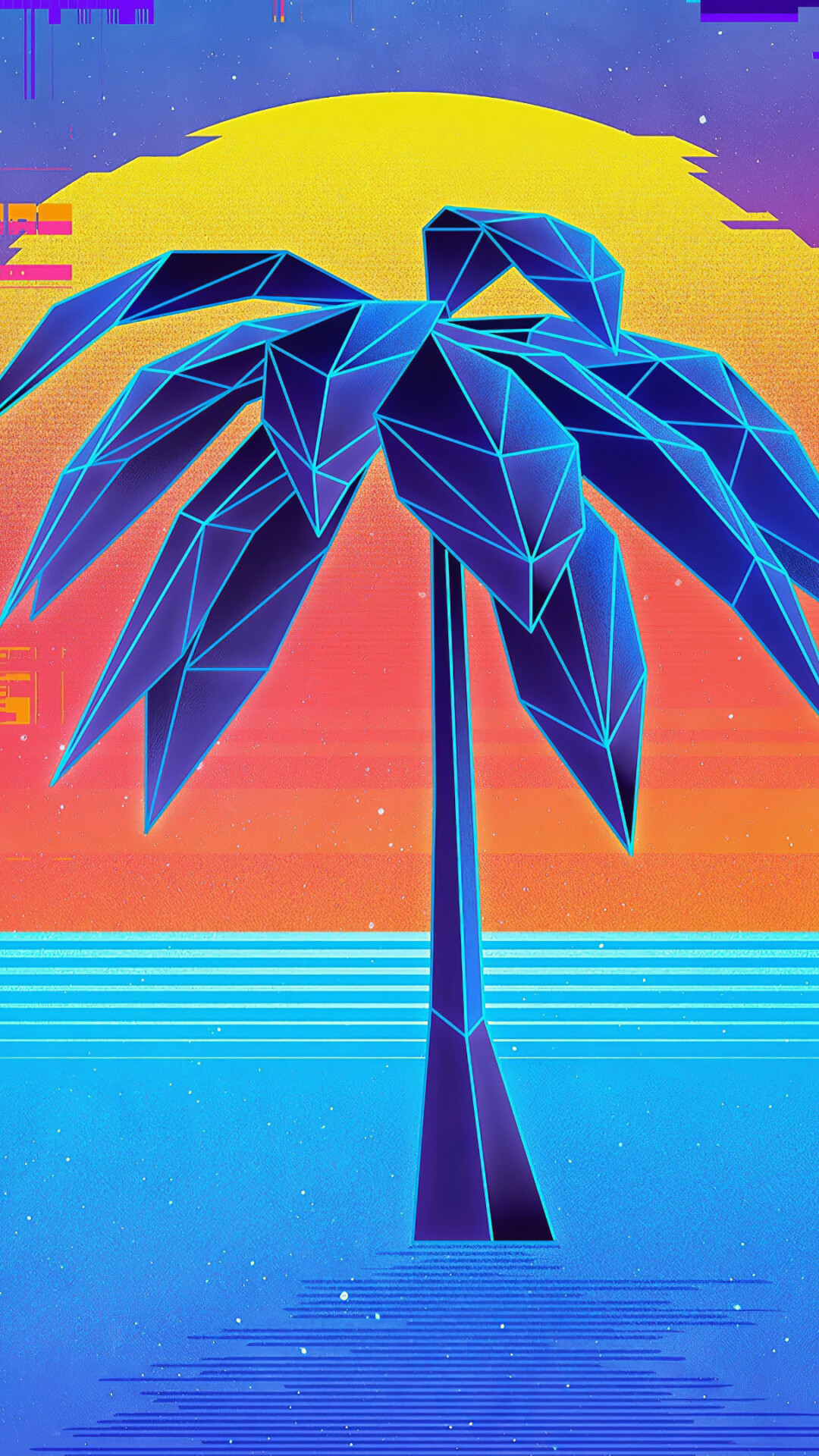 Palm Tree, Retro synthwave, 4K, Wallpaper, 1080x1920 Full HD Phone