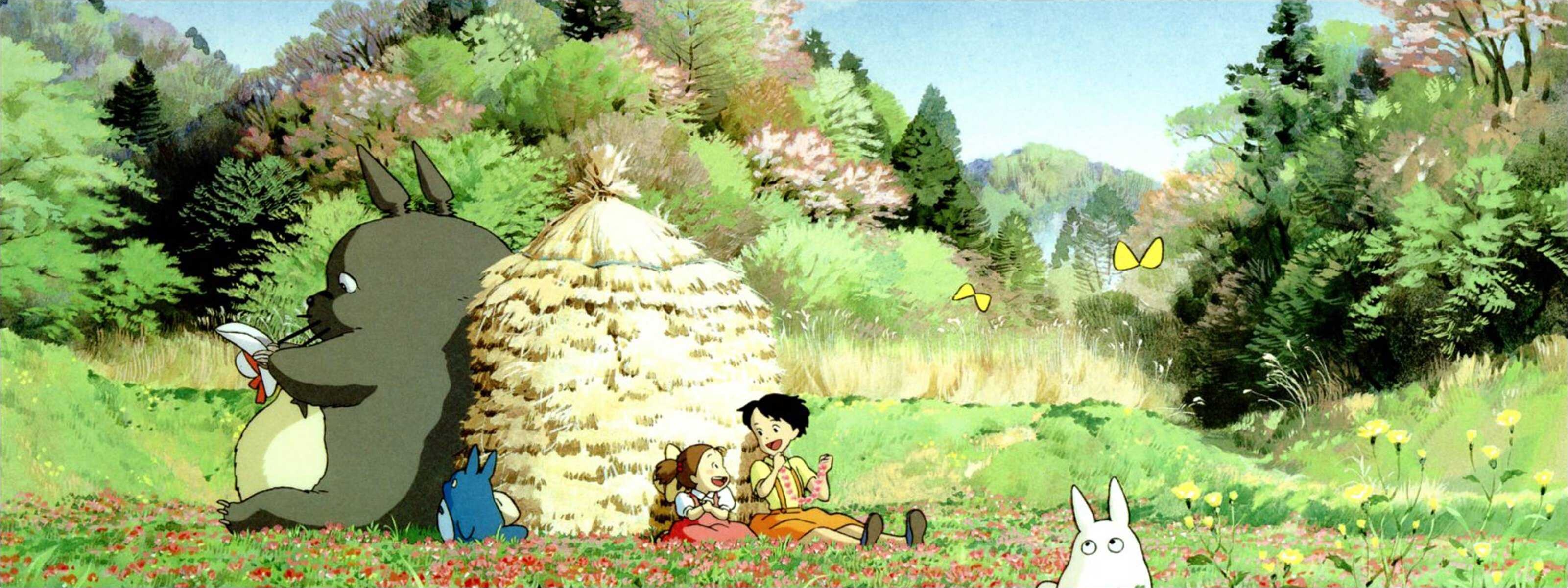 Studio Ghibli, 4K wallpapers, Exquisite beauty, Visual masterpiece, 3210x1210 Dual Screen Desktop