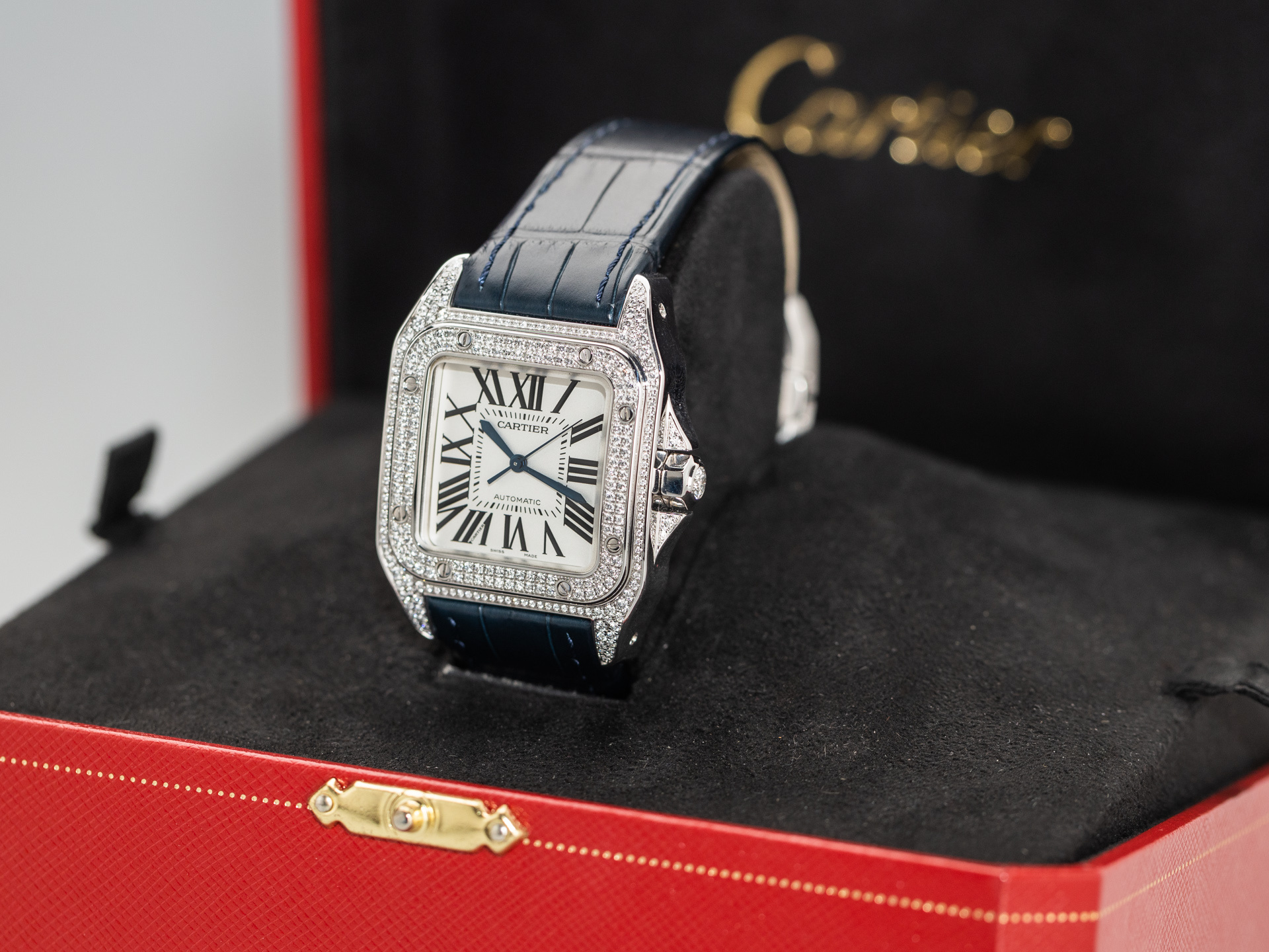 Cartier Santos 100, White gold, Deployment buckle, Vintage design, 1920x1440 HD Desktop