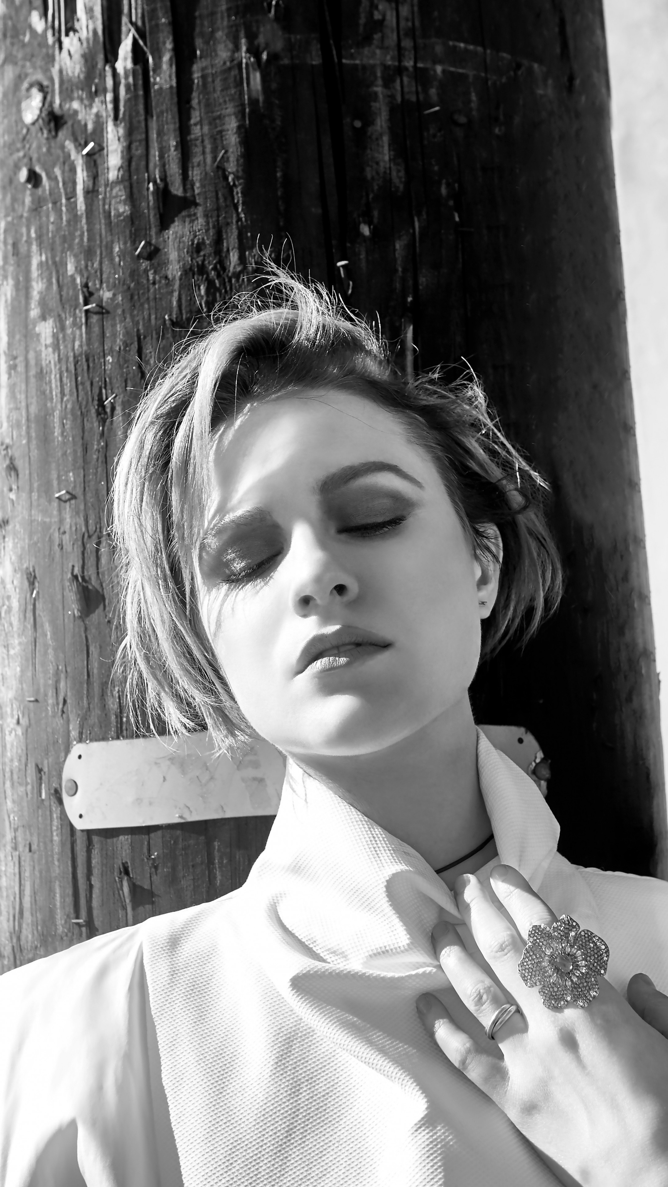 Evan Rachel Wood, Monochrome images, Sony Xperia wallpapers, Premium backgrounds, 2160x3840 4K Phone