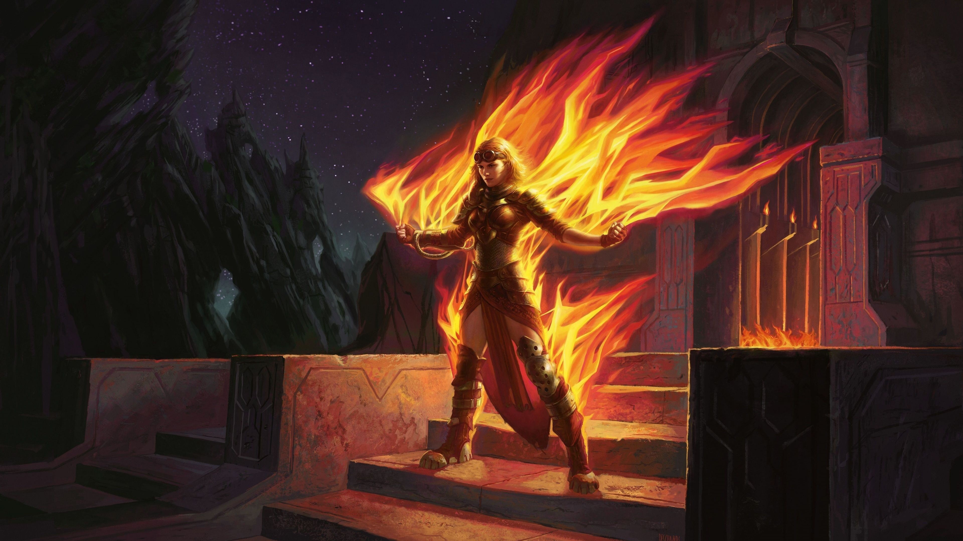 Chandra Roaring Flame, Magic: The Gathering Wallpaper, 3840x2160 4K Desktop