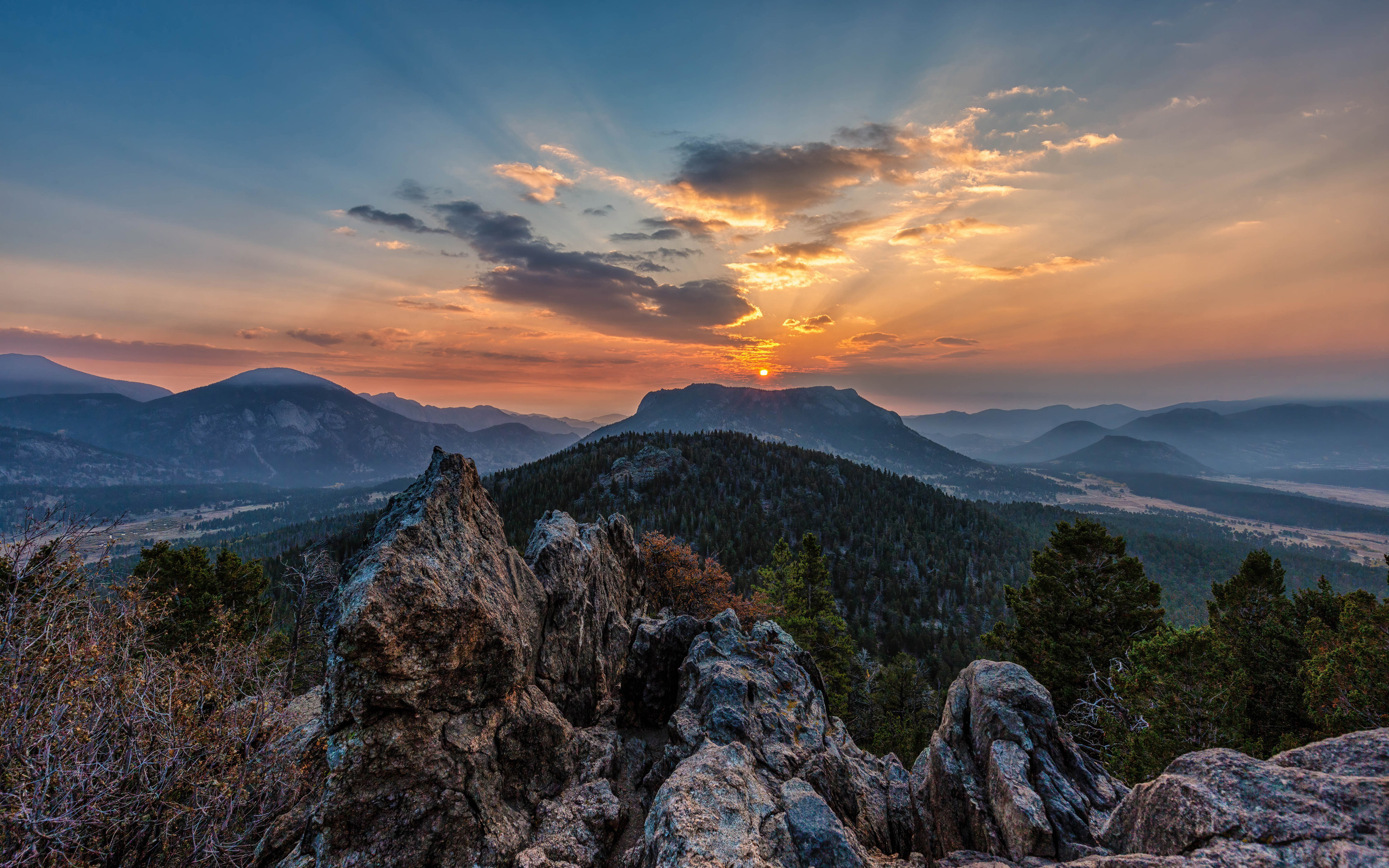 Sunset in Rocky Mountains, Beautiful USA nature, Colorado scenery, High-definition wallpapers, 2880x1800 HD Desktop