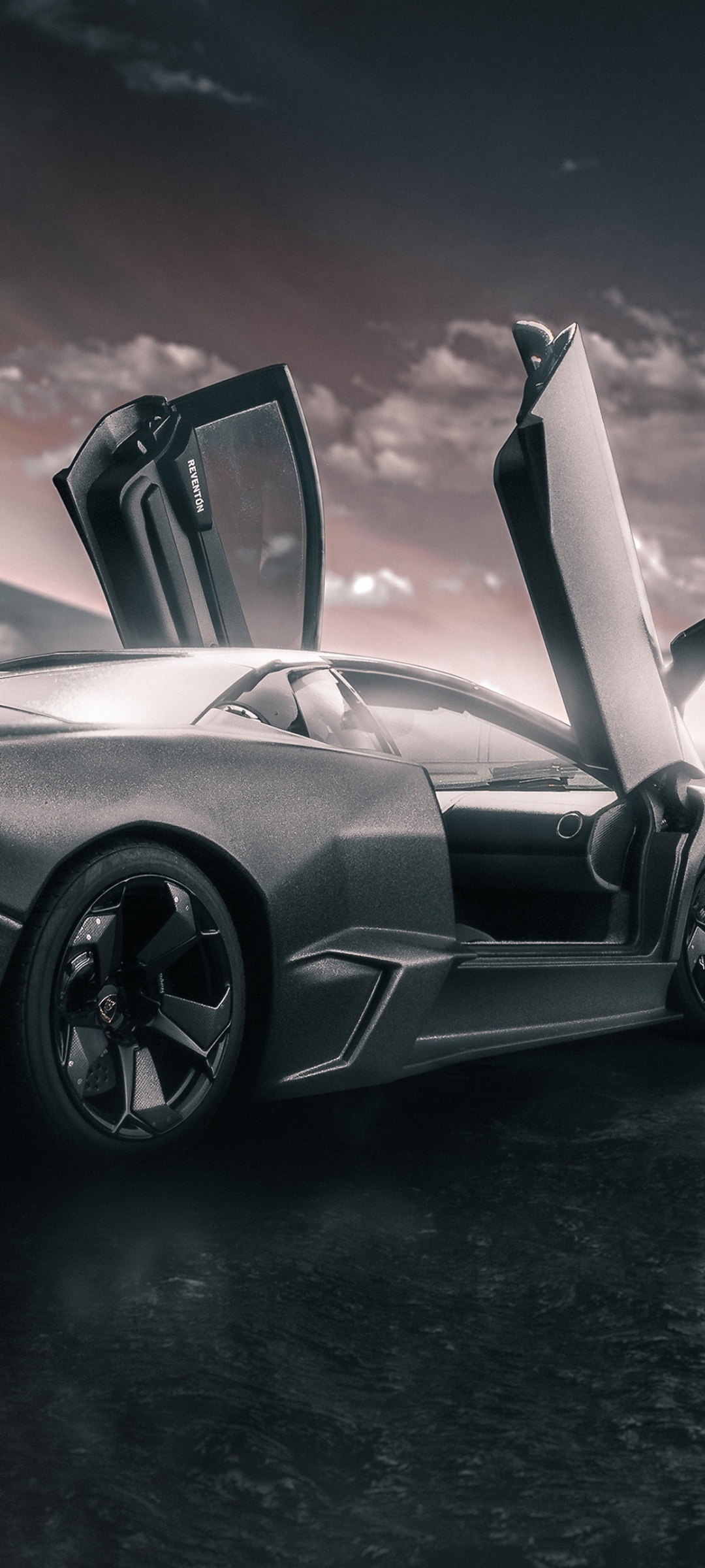 Jet Fighter-inspired, 4K Reventon, Black beauty, Sports car marvel, 1080x2400 HD Phone