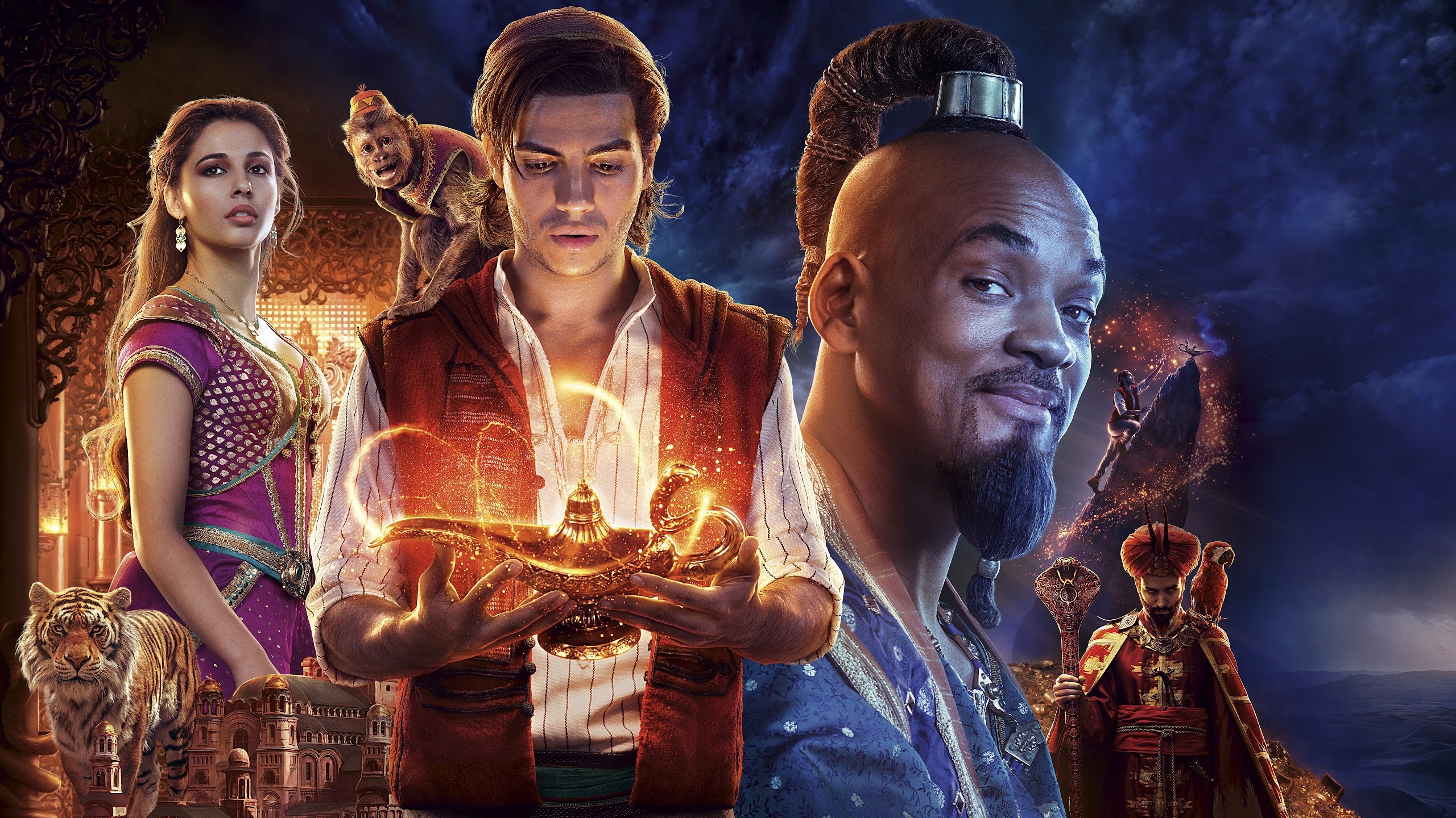 Aladdin, 2019 cast, 4K PC desktop, Free download, 2560x1440 HD Desktop