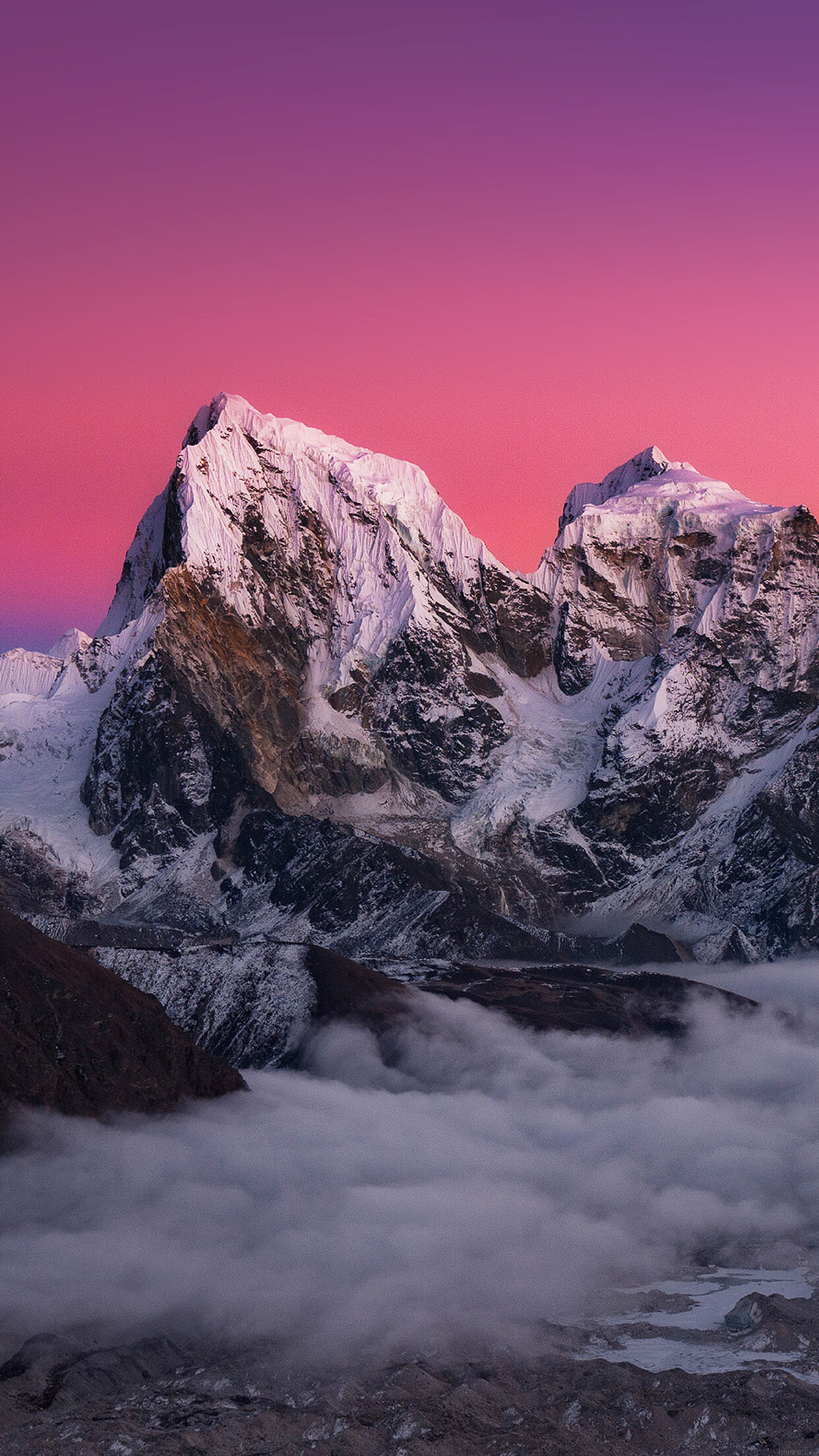 Mount Everest, Red sun, Mountain scenery, Captivating, 1250x2210 HD Phone