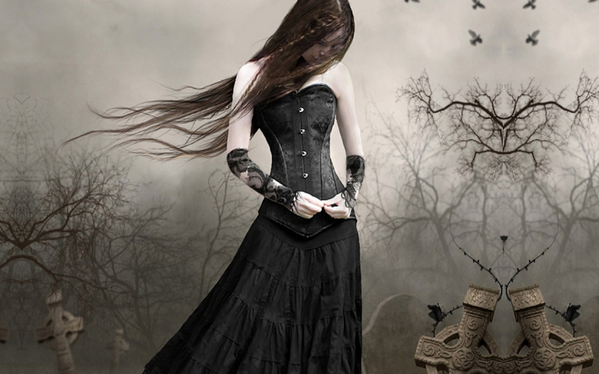 Gothic art, Haunting visuals, Dark backgrounds, Atmospheric mood, 1920x1200 HD Desktop