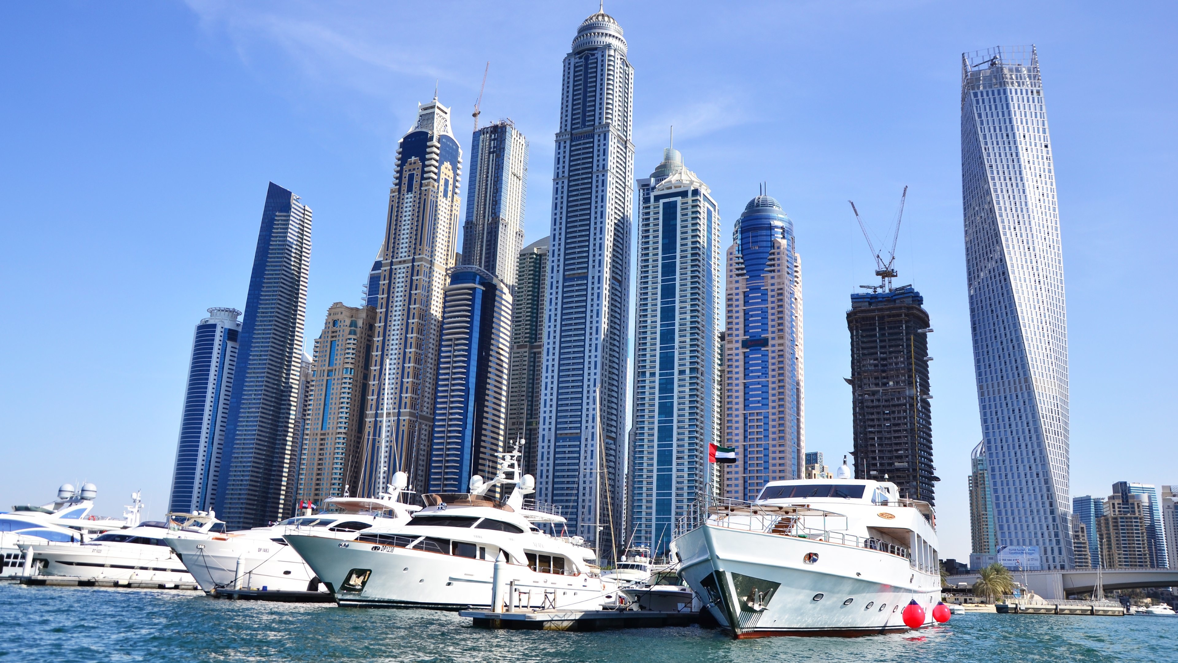 Dubai Marina, Yacht Wallpaper, 3840x2160 4K Desktop