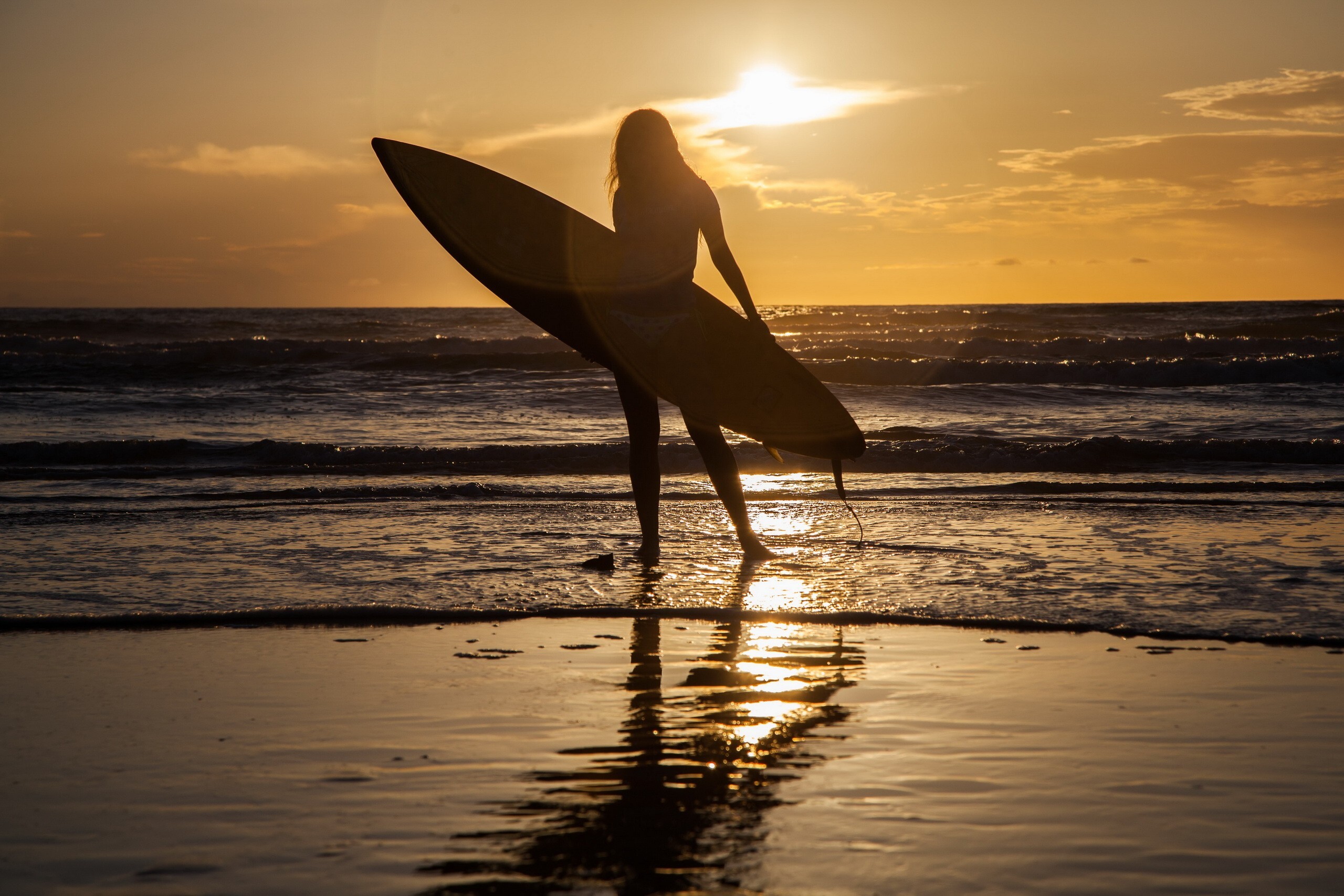 Surfing girl, Sports, Sea surfing women, Silhouette wallpapers, 2560x1710 HD Desktop