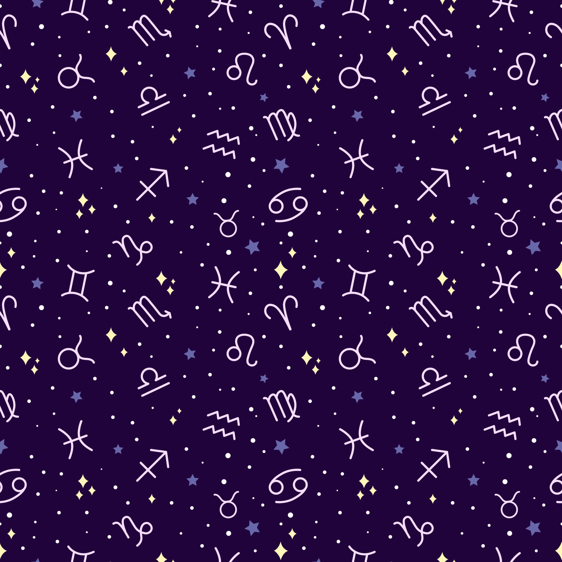 Zodiac Signs, Seamless pattern, Dark background, Zodiac symbols, 1920x1920 HD Phone