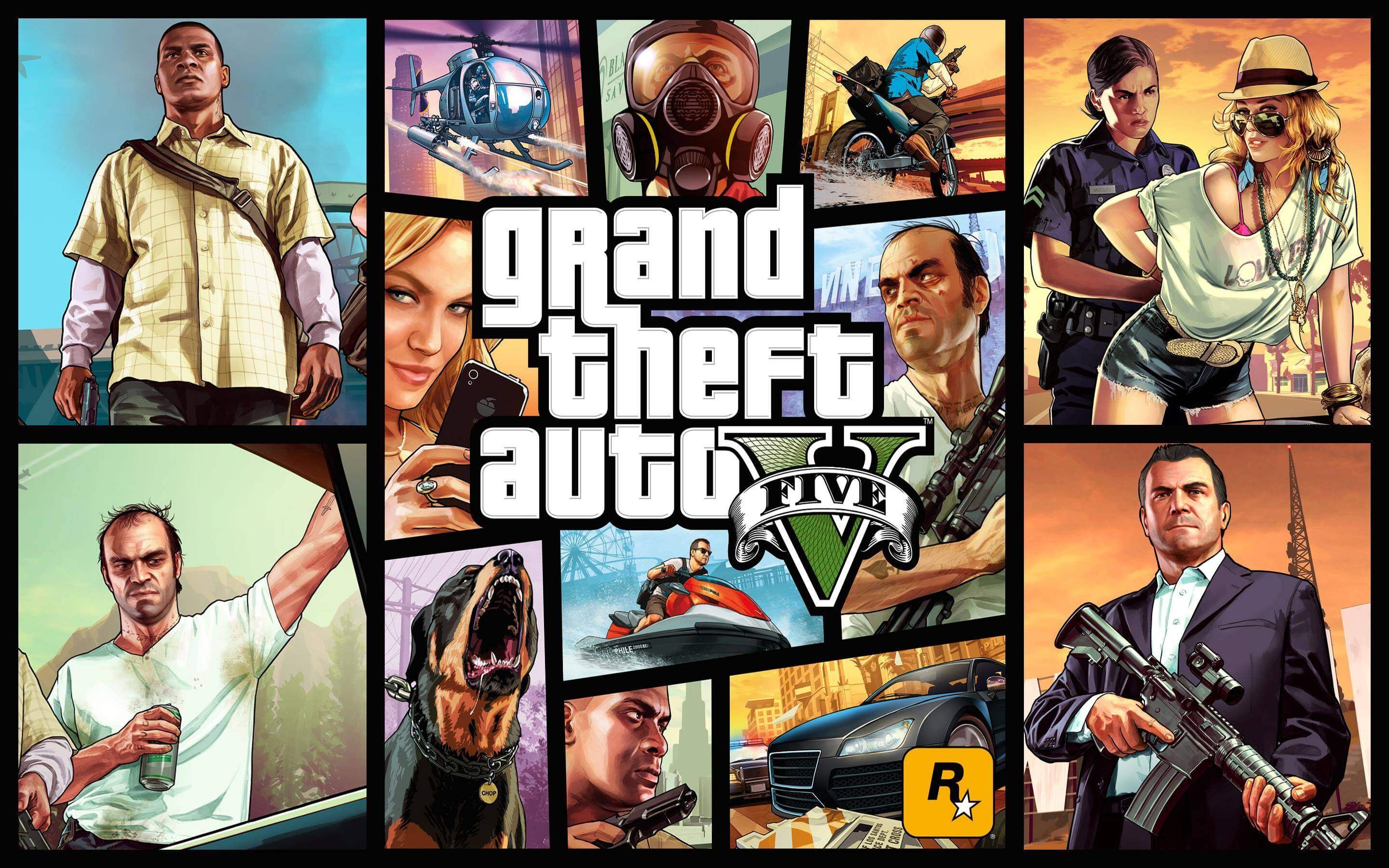 GTA V, Open-world chaos, Criminal empire, Thrilling adventure, 2880x1800 HD Desktop