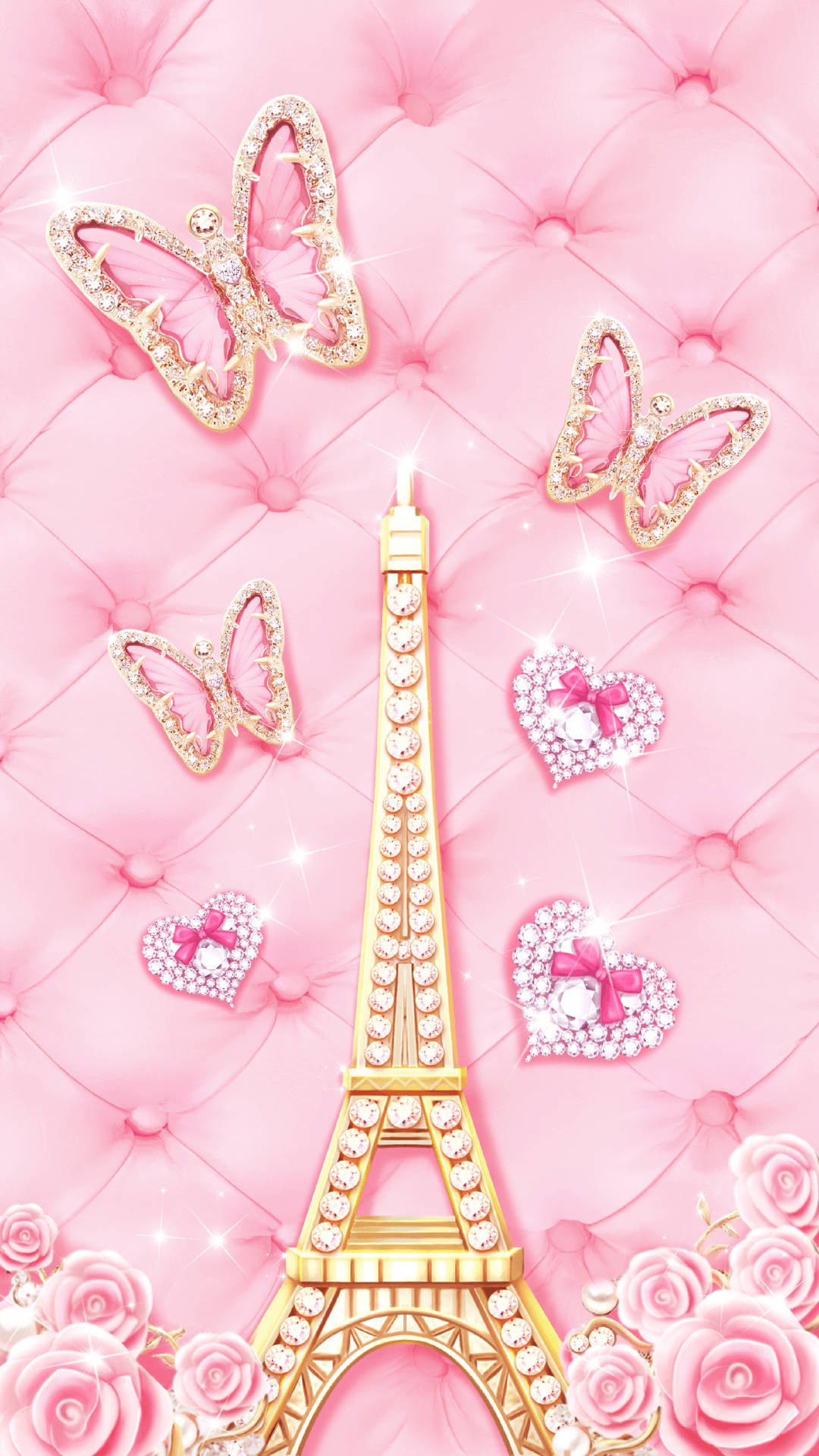 Eiffel Tower, Cute Pink Wallpaper, 1080x1920 Full HD Phone